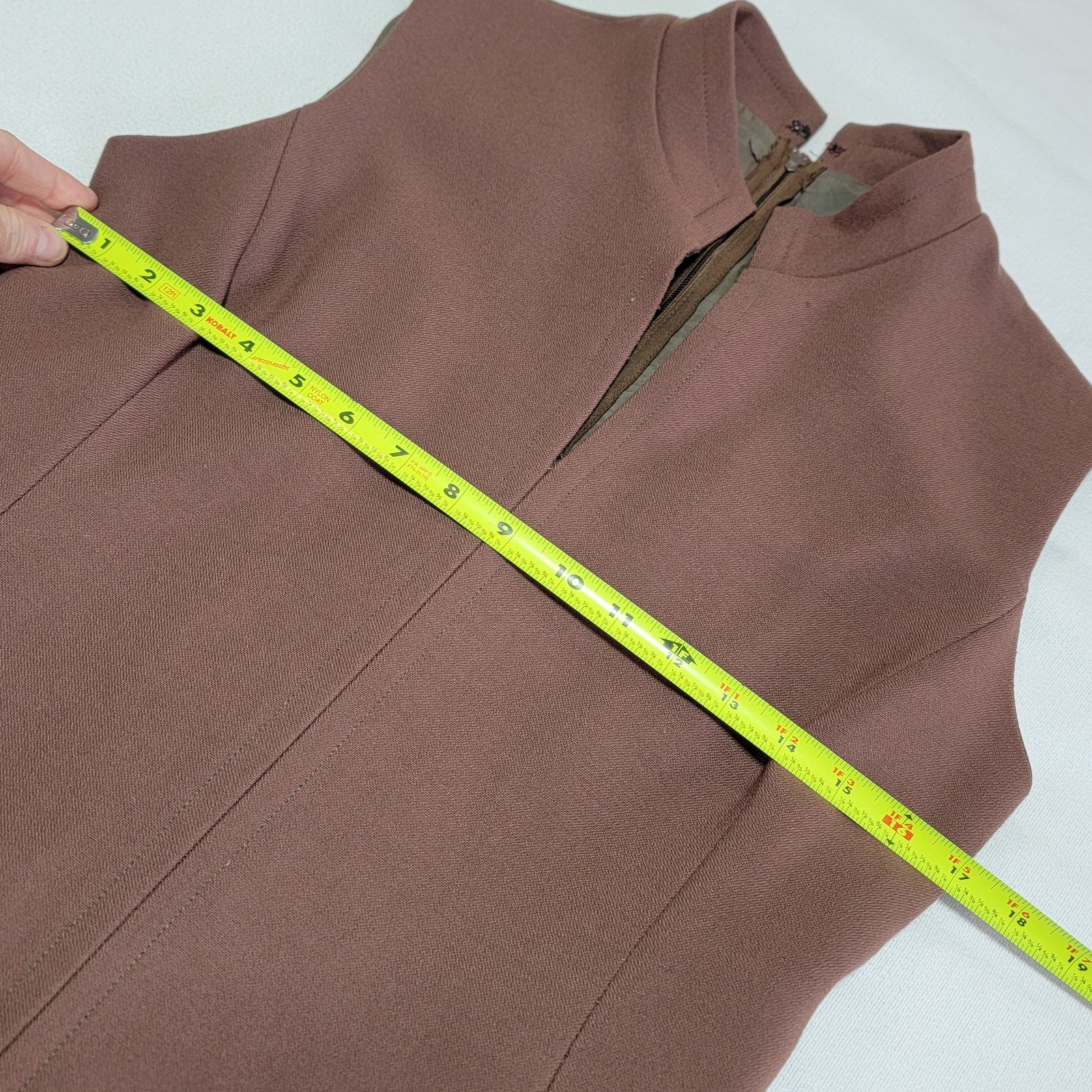 Vintage 70s Brown Sleeveless Midi Dress A-line Women Size 10/M Tailored