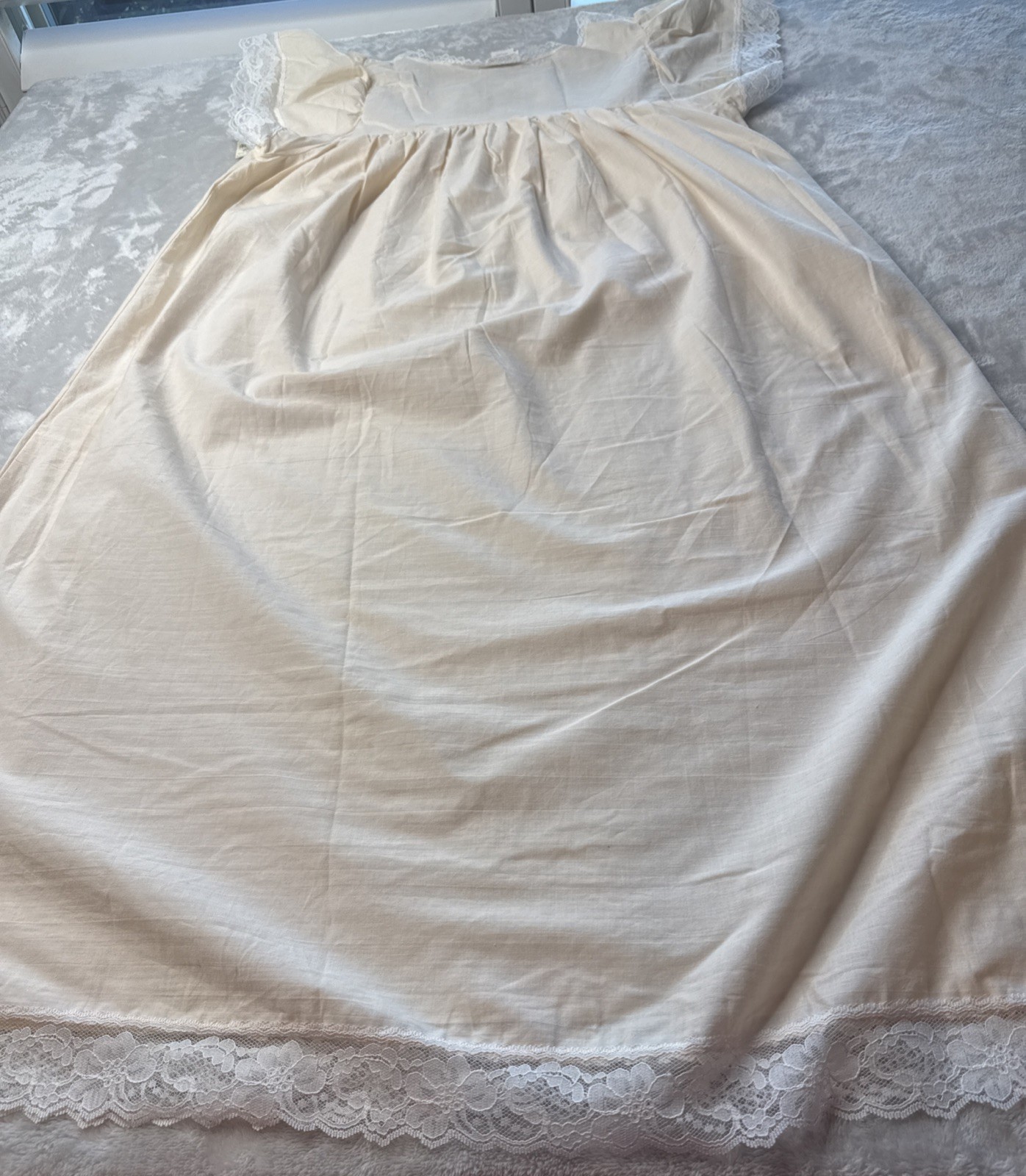 VTG Circa 2000 Nightgown NWT Medium 100% COTTON Lace Floral Made in USA