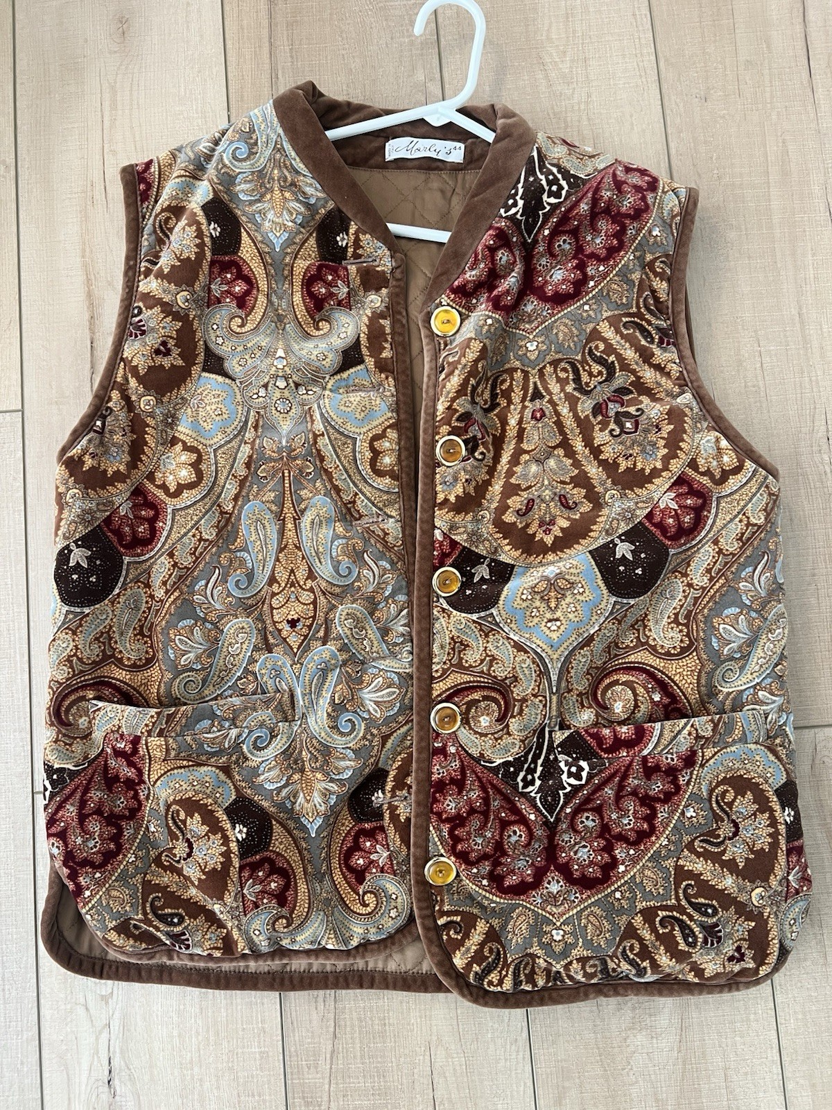 Vintage Velvet Marly’s Vest, Made In Italy Size 44 Sourced In Paris