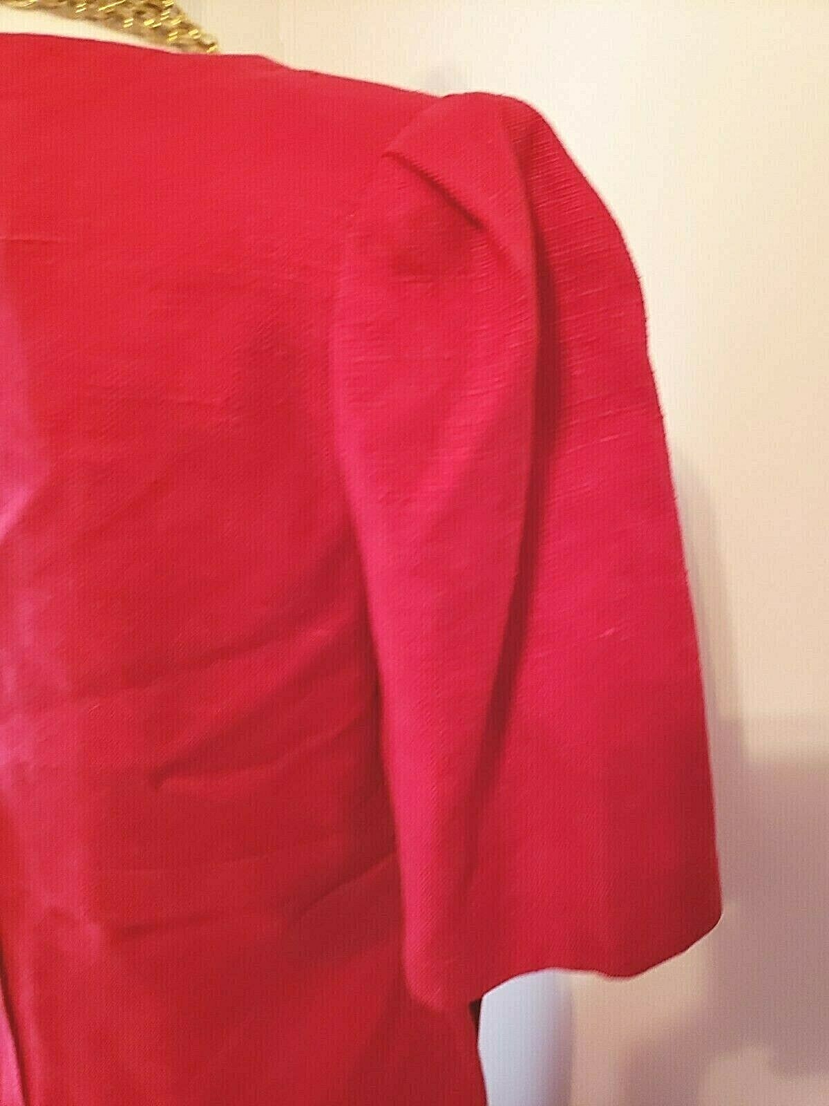 WILLIAM PEARSON Vintage Red Linen Lined Short Sleeve Sheath Dress Size 8/10