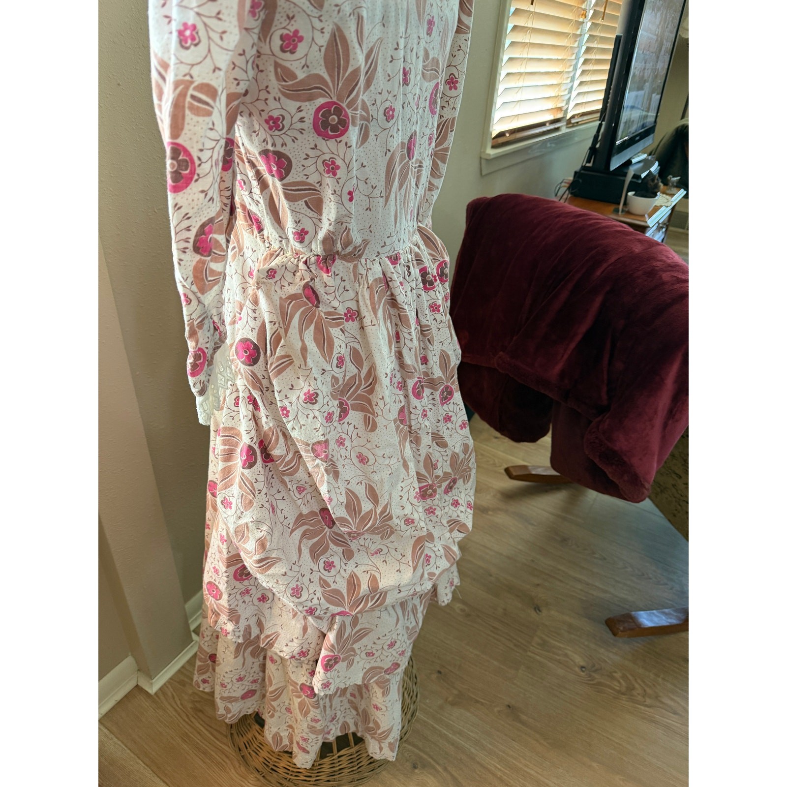 Original Bustle Dress No Hoop or Cage 1880’s – 1930’s Cotton Handmade