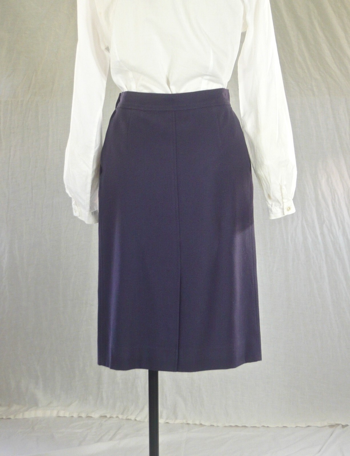 YVES SAINT LAURENT vintage 70s NAVY WOOL SKIRT French style deluxe 6