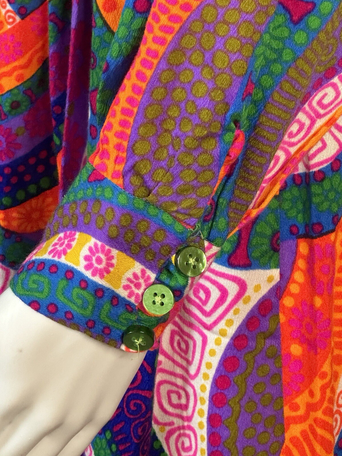 VTG 60’s Mod Hippie Maxi Dress Groovy Psychedelic Pattern Armpit-armpit 17” Sm