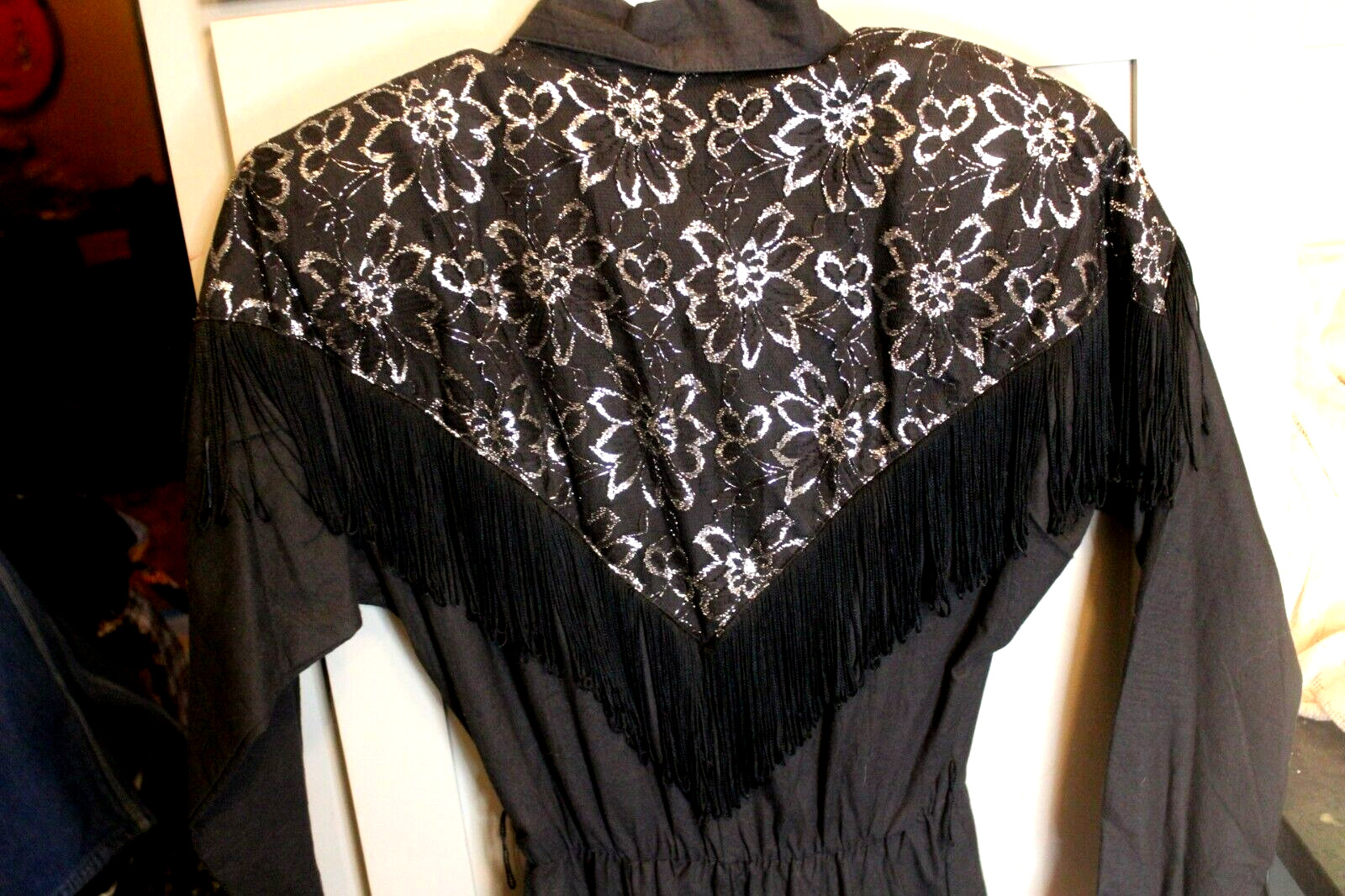 Vintage 1980’s Rockabilly Swing Lilia Guilty & Silver Black Western Dress Small