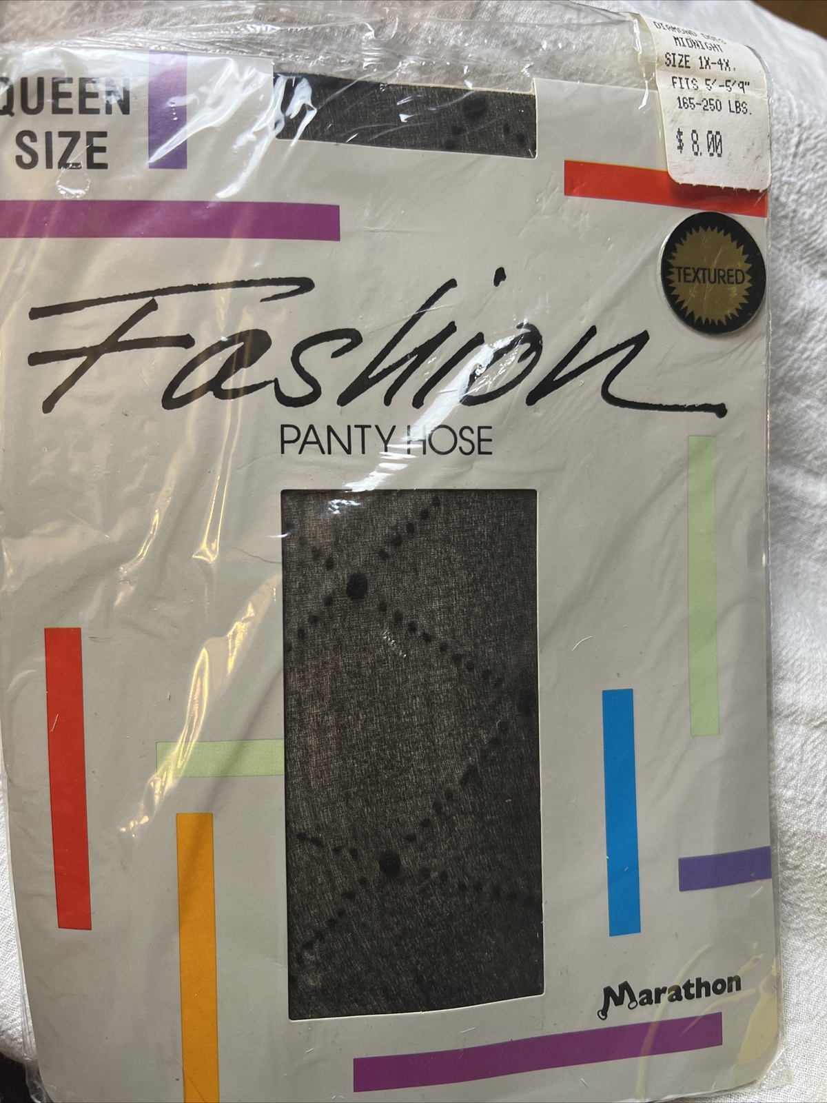 Fashion pantyhose Textured-Diamond Dots Queen Size Vintage Sealed USA Fun Style