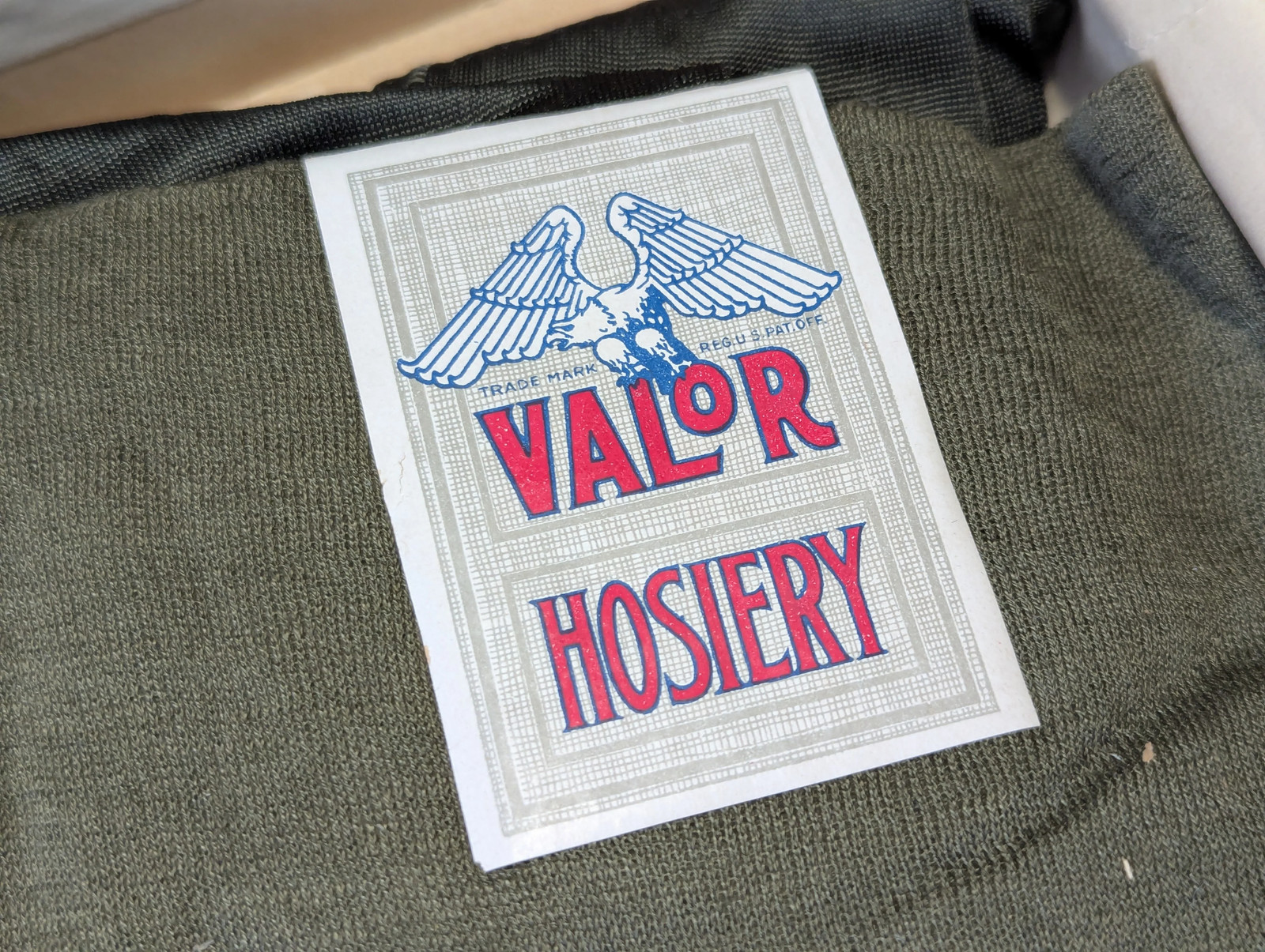 Vintage Valor OD Green Seamed Stockings in Box (2 Pairs) 1930s 1940s WWII 1920s
