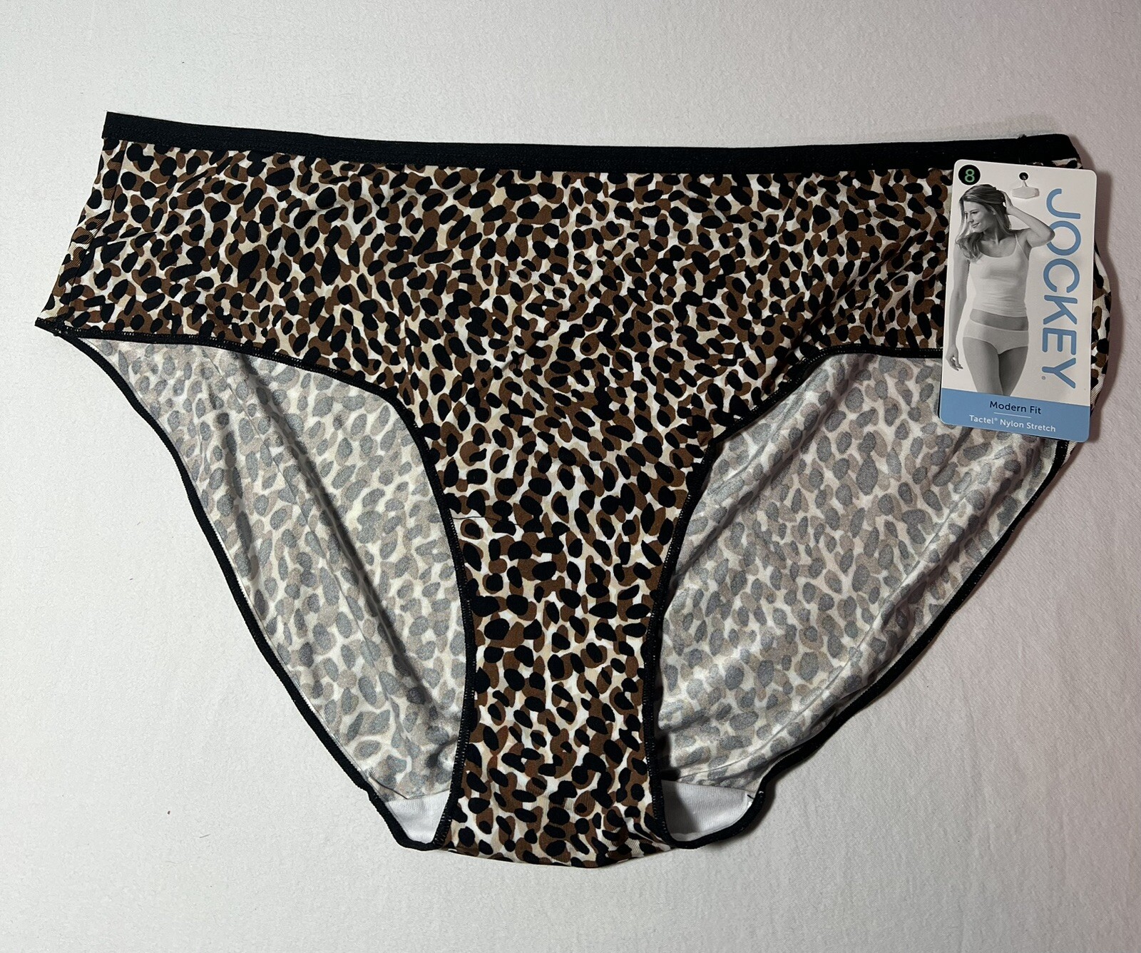 Vintage Jockey Silky Soft Leopard Print Modern Fit Tactel Nylon Size 8 NWT