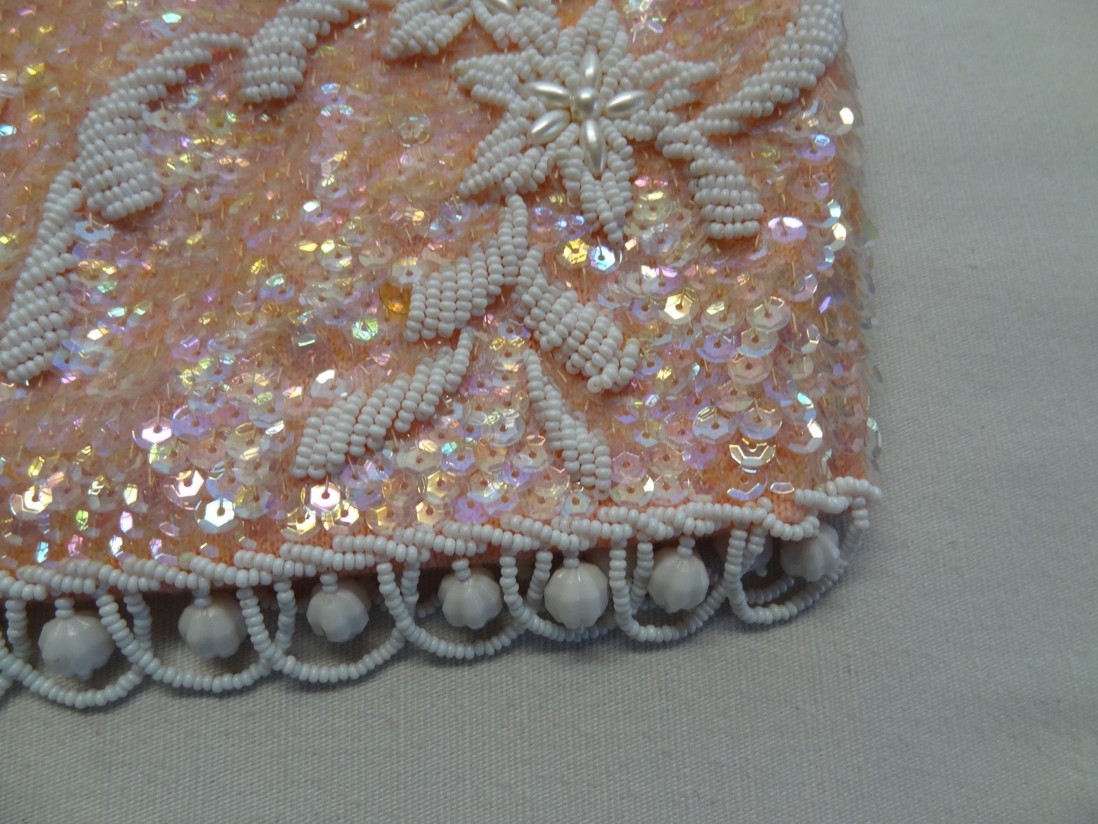 RNE M Hong Kong Sequin Beaded Sleeveless Evening Top VTG 60s 70s Lambs Wool
