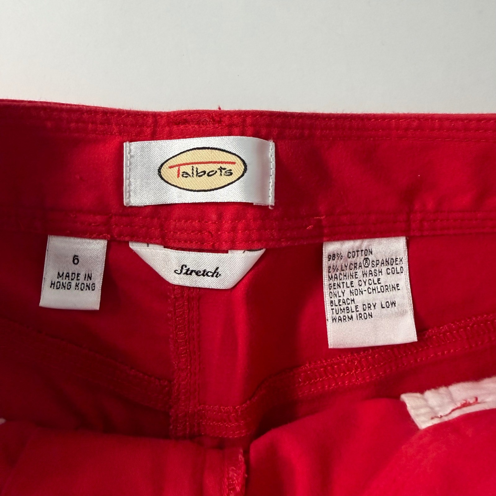 Vintage Talbots Red Cotton Stretch Bermuda Shorts Size 6 High Waisted Retro
