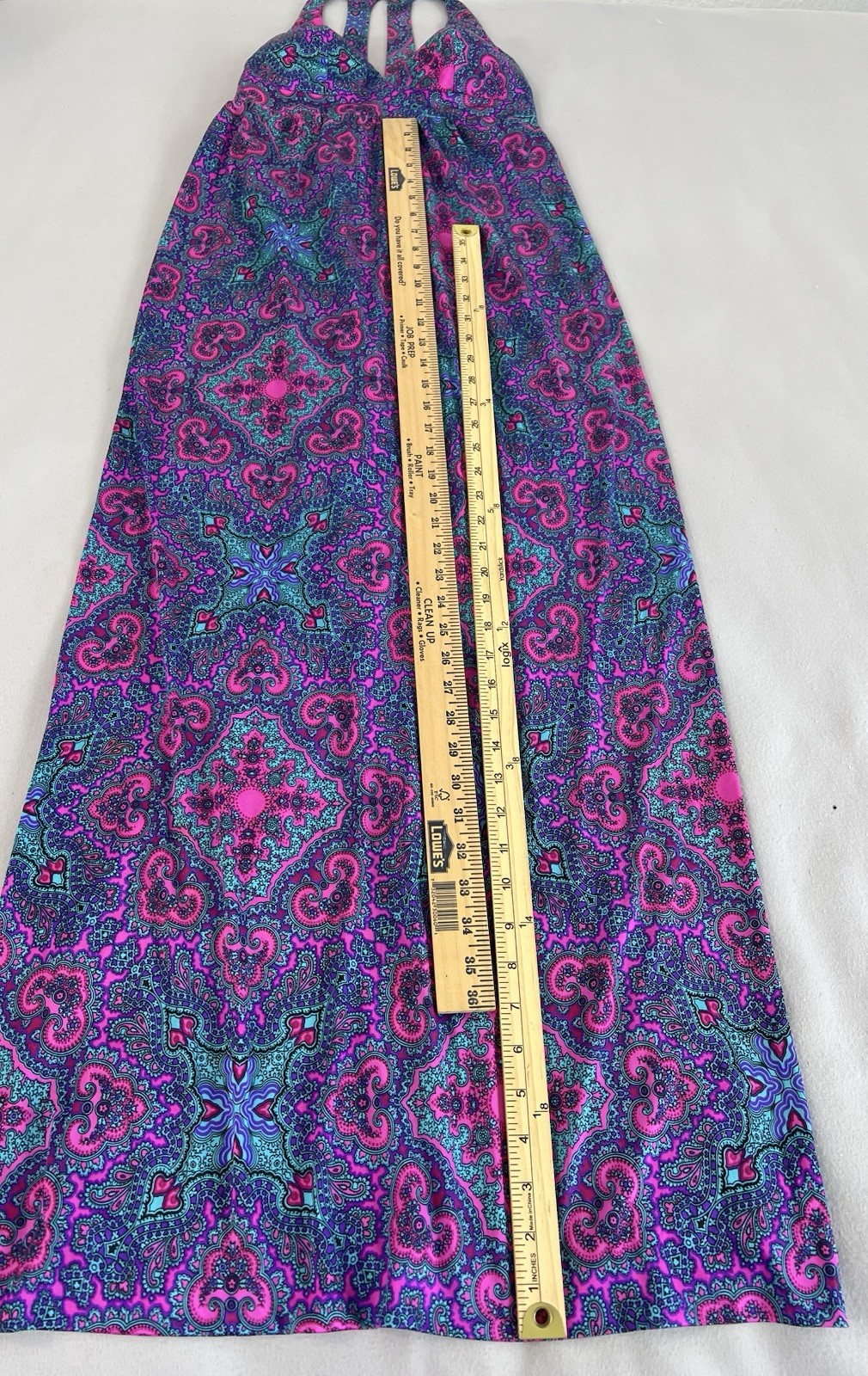 Vintage 1970s HIGH TIDE CALIFORNIA Maxi Paisley Beach POOL party Sun Dress XS/S