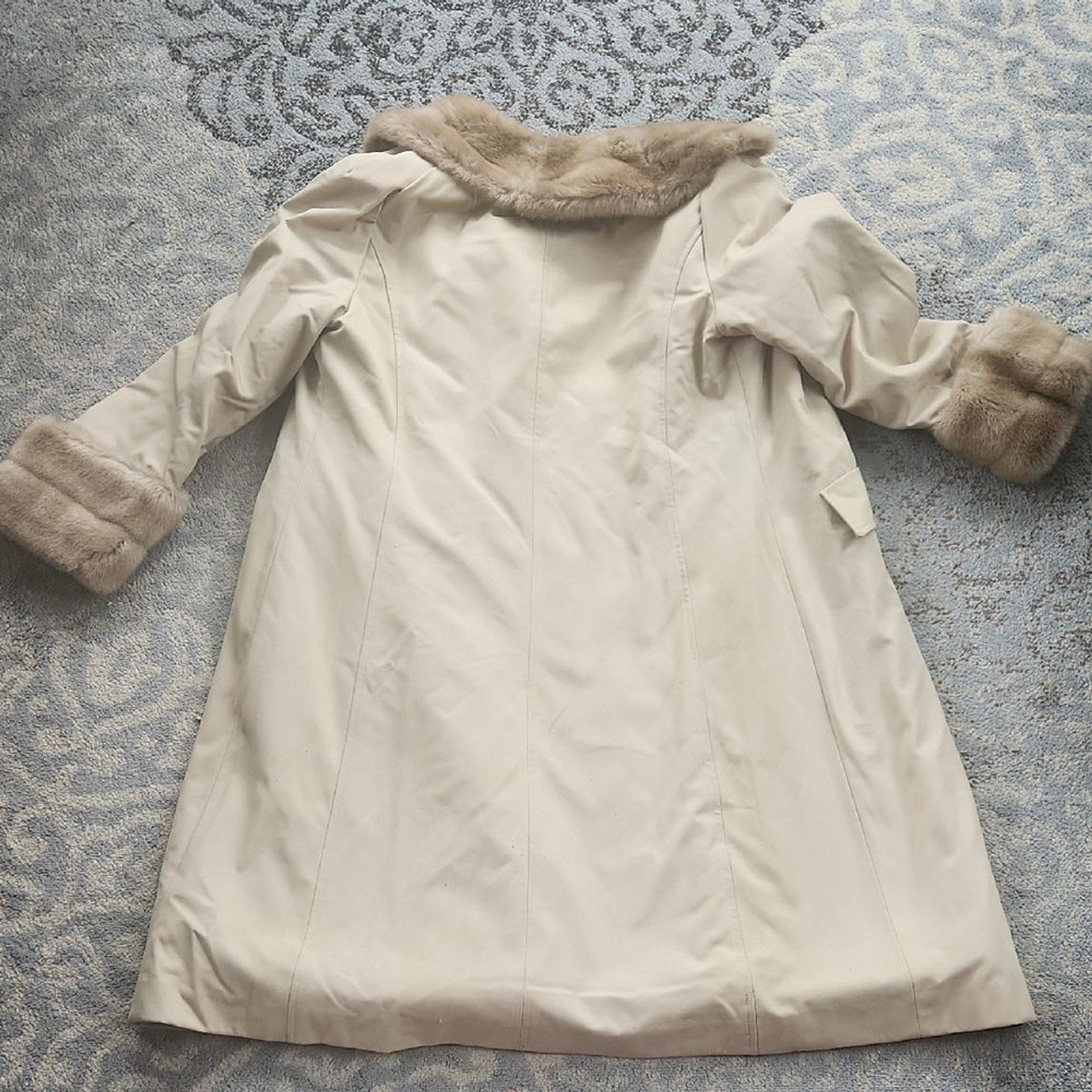 Vintage Mincara by Russell Taylor Faux Fur Lined Trench Coat Tan