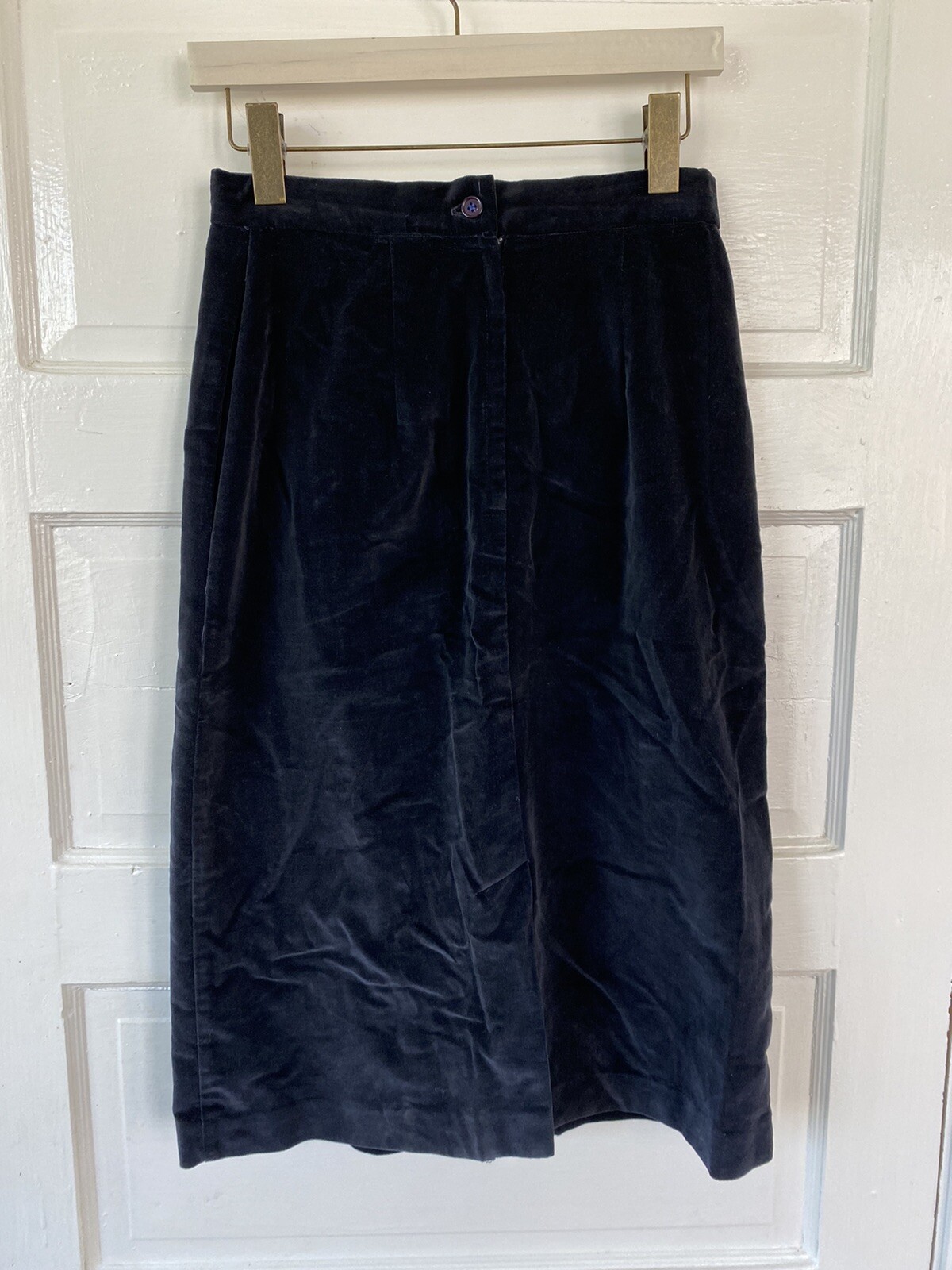 Women’s Vintage Chequers Midi Navy Blue Union Velvet Size 4 Skirt Dress