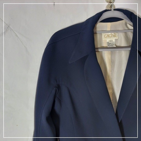 VTG Cache Blazer 8 Navy Career Capsule Tailor Office Business Professional Chic
