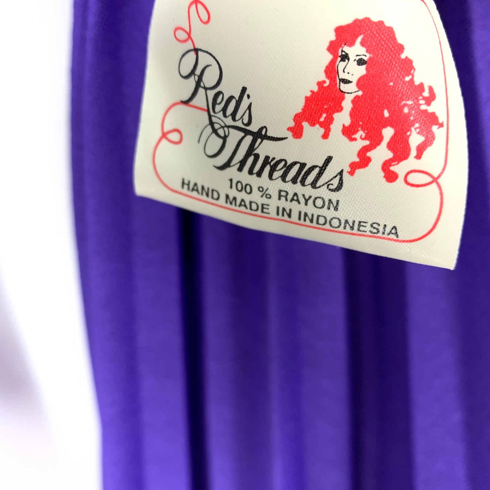 VTG 70s Reds Threads Long Sleeve Lace Belted Dress Womens Apx XS Purple Pleated