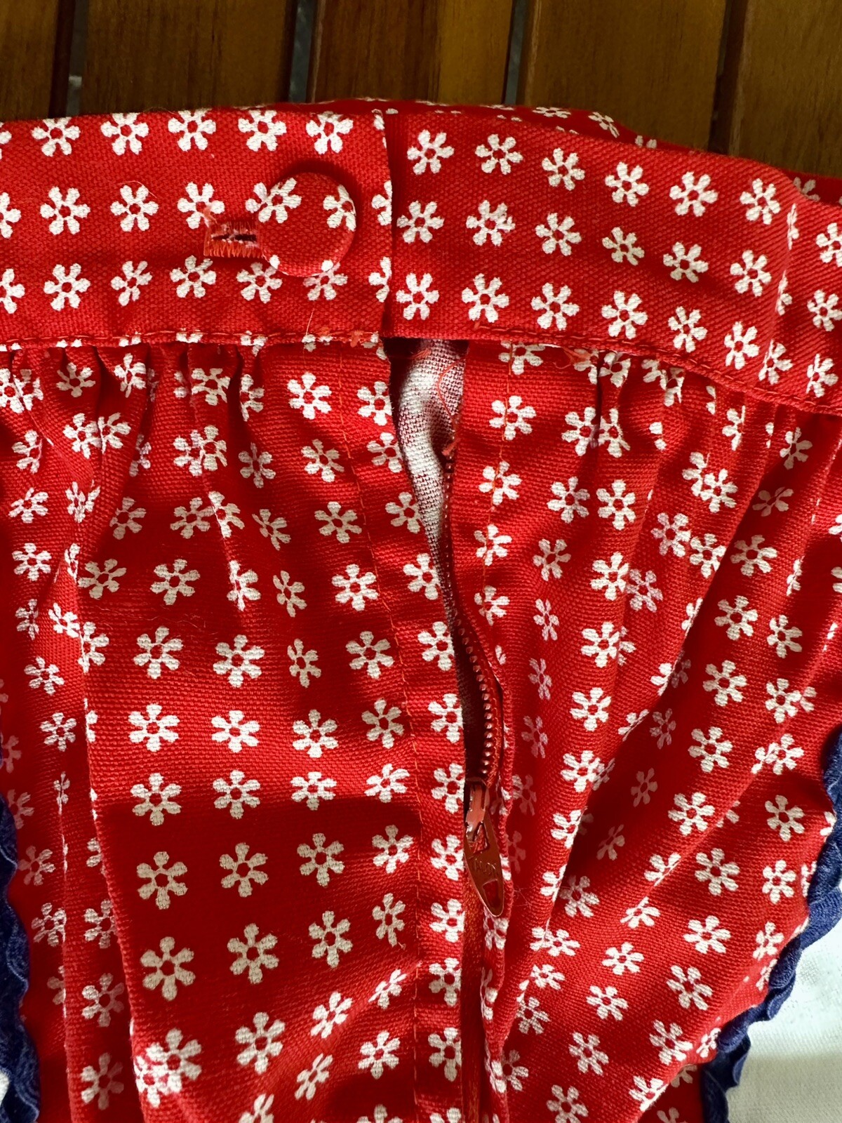 Vtg 70s Patchwork Red White Blue Prairie Skirt Boho Small w-27”