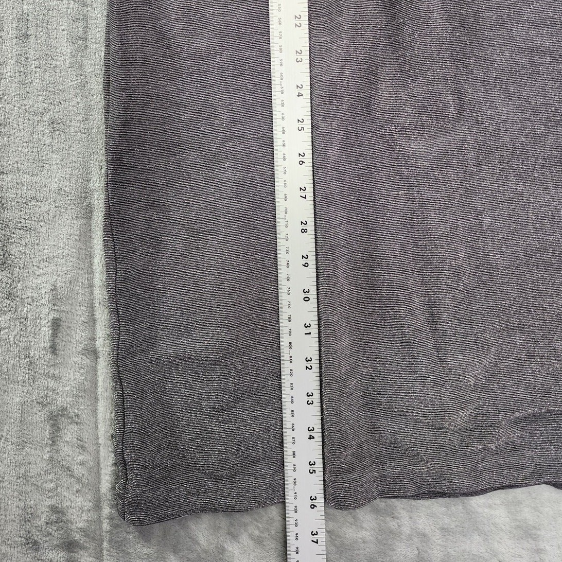 Vintage K.C. Spencer Dress Womens M Silver Metallic Mock Neck Short Sleeve Zip