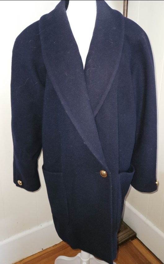 Vintage DONNYBROOK Navy Blue Lined Wool Blazer Jacket Ladies Size 12