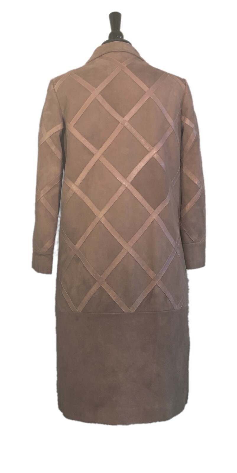 VTG Ledaspain by Gropper Suede Coat Taupe Light Brown Cross Buttery Leather M/S