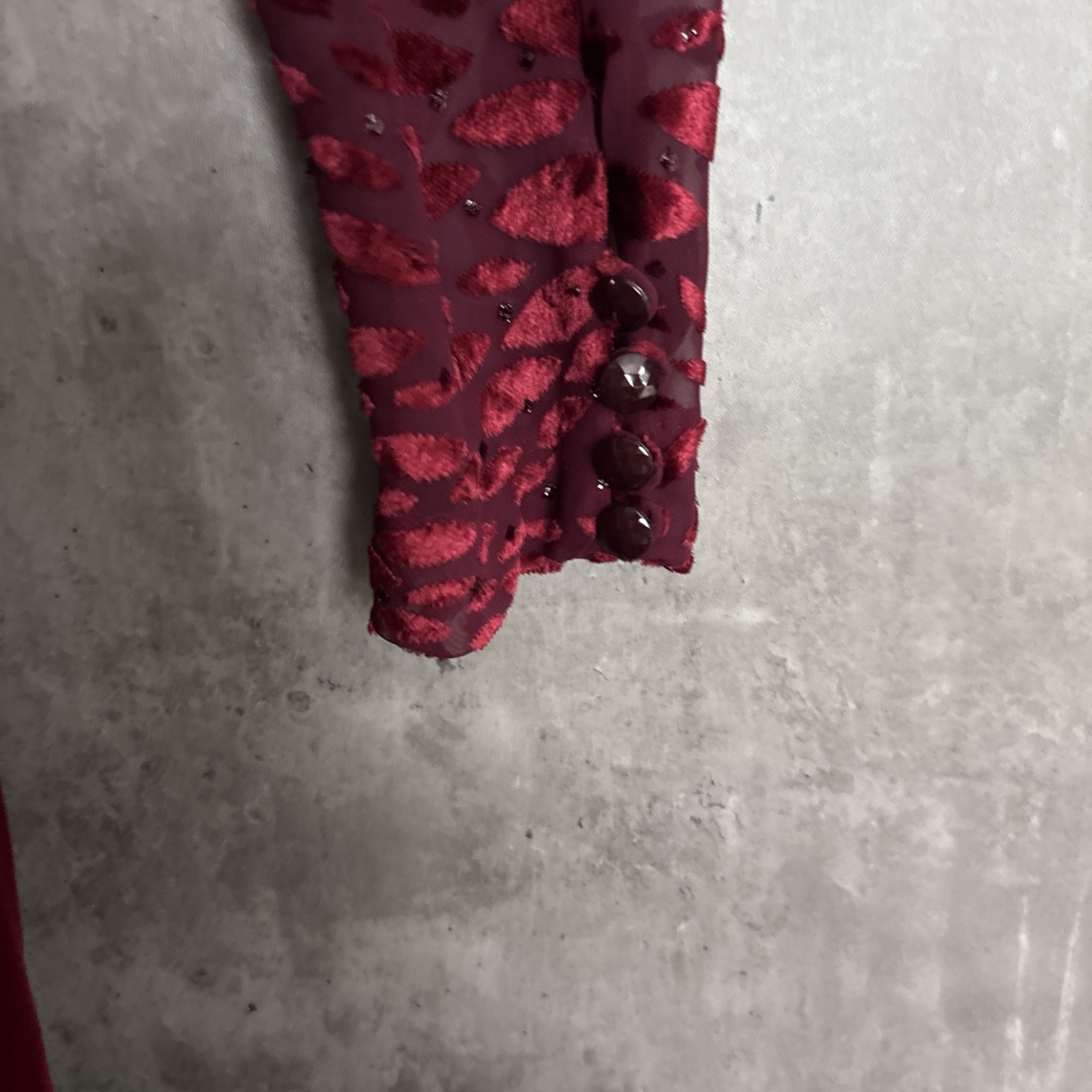 Vintage Morgan Taylor Red Velvet Beaded Evening Cocktail Dress Sz 8
