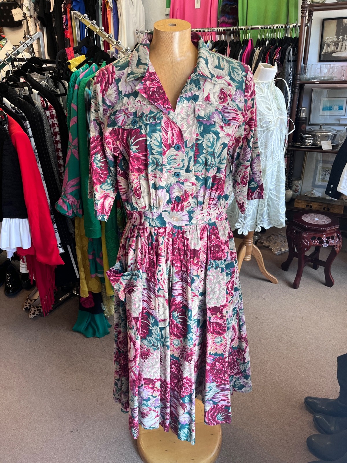Vintage Laura Ashley Floral Dress Sz 10 (fits 6-8) As Is