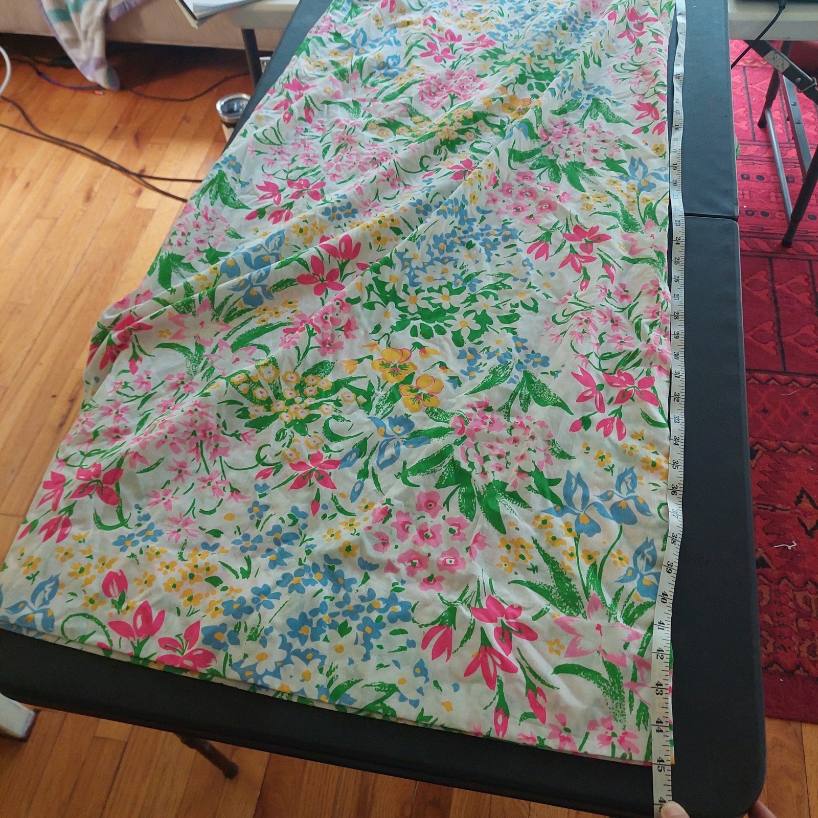 Vintage 60s 70s Floral Maxi Dress Bell Sleeve Boho Garden Print White Multi
