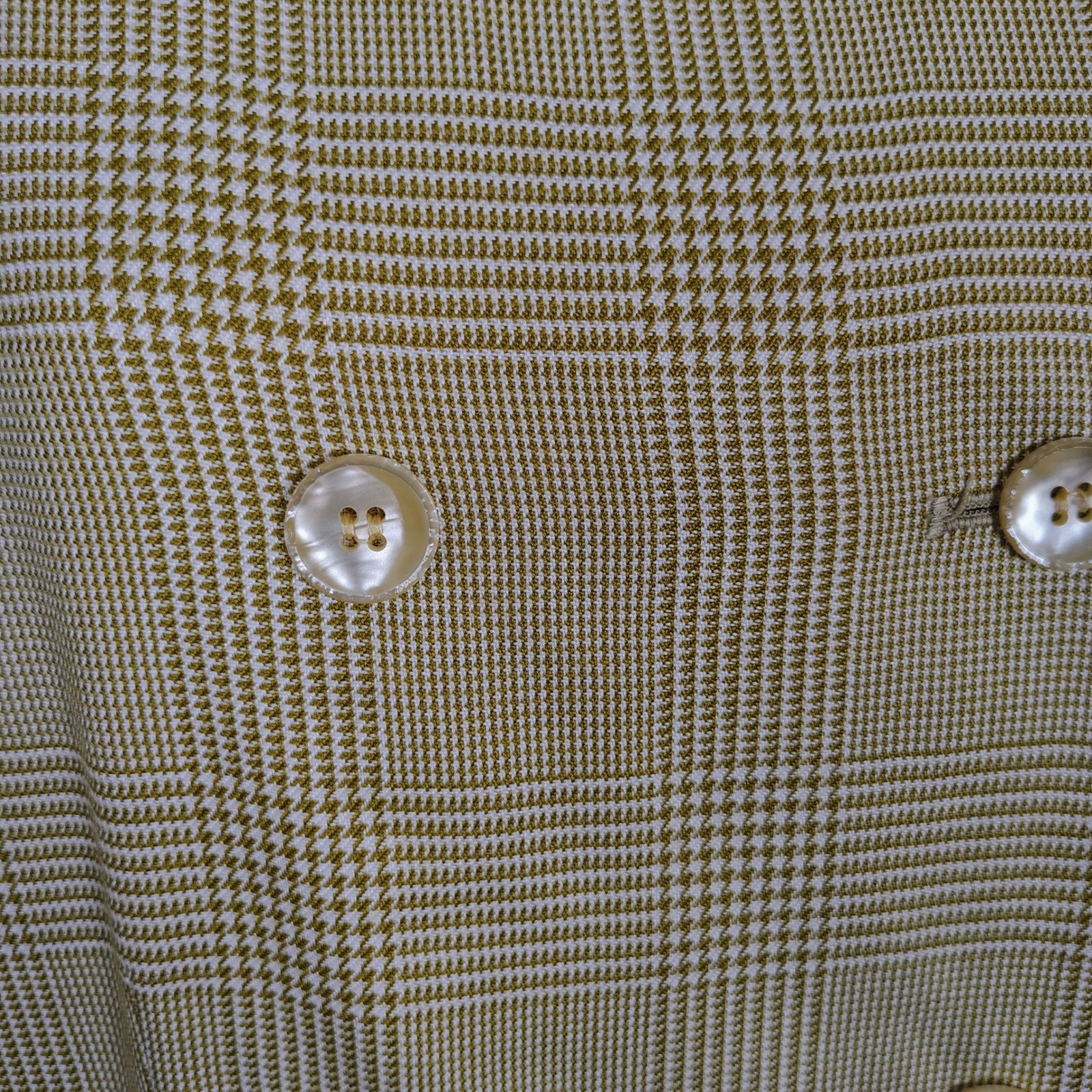 Stirling Cooper Vintage Glen Plaid Skirt Suit Set Tan Mustard Rayon Size 8