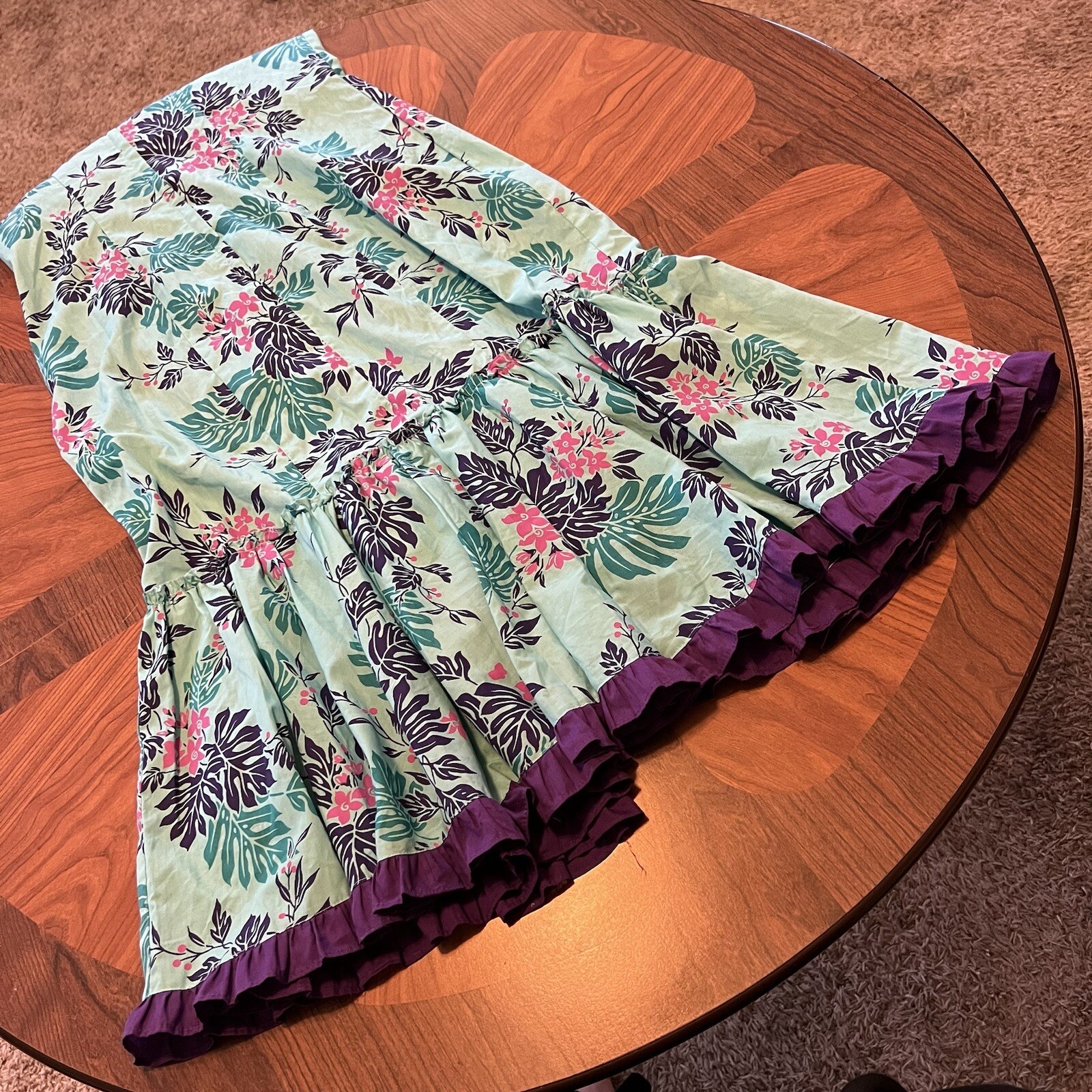 Vintage Naupaka Hawaii 1980s Ruffle Blue Purple Plant Monstera Tropical Womens 9