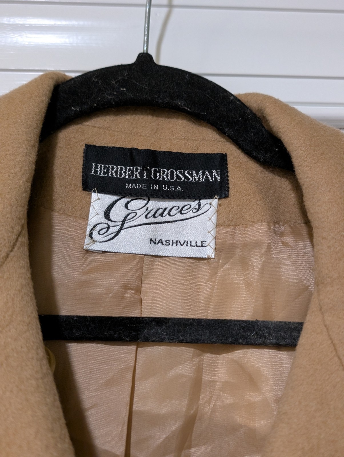 VTG Herbert Grossman Tan Blazer Wool Grace’s Nashville Crop Jacket Union Made 10
