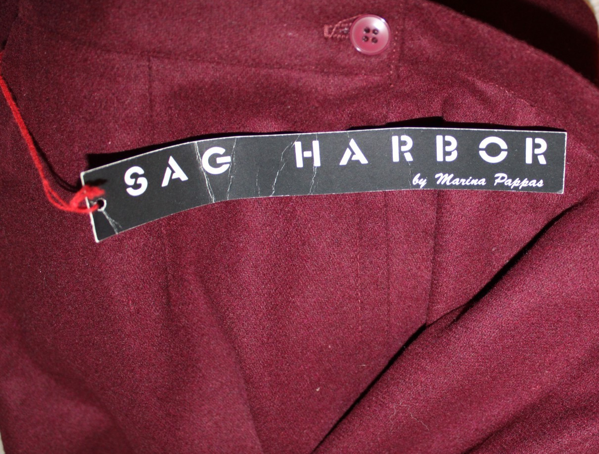 Vintage Sag Harbor Marina Pappas Wool Blend Skirt – Dark Red / Burgundy NOS