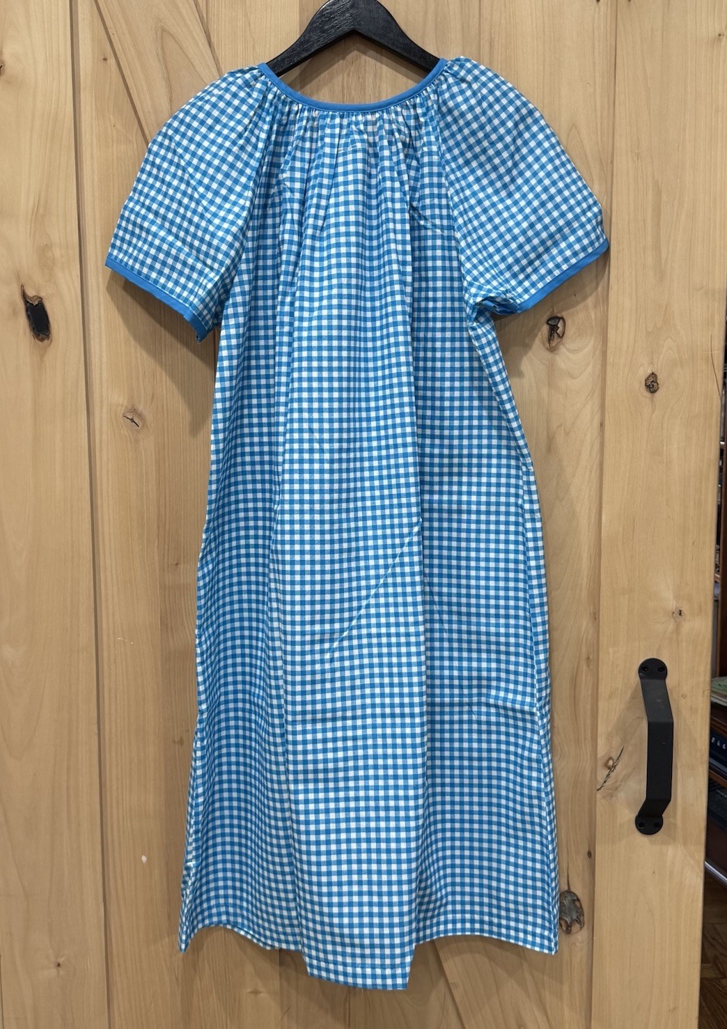 Vtg Smart Time Blue White House Dress Snap Closure Made in USA Boho Embroidery