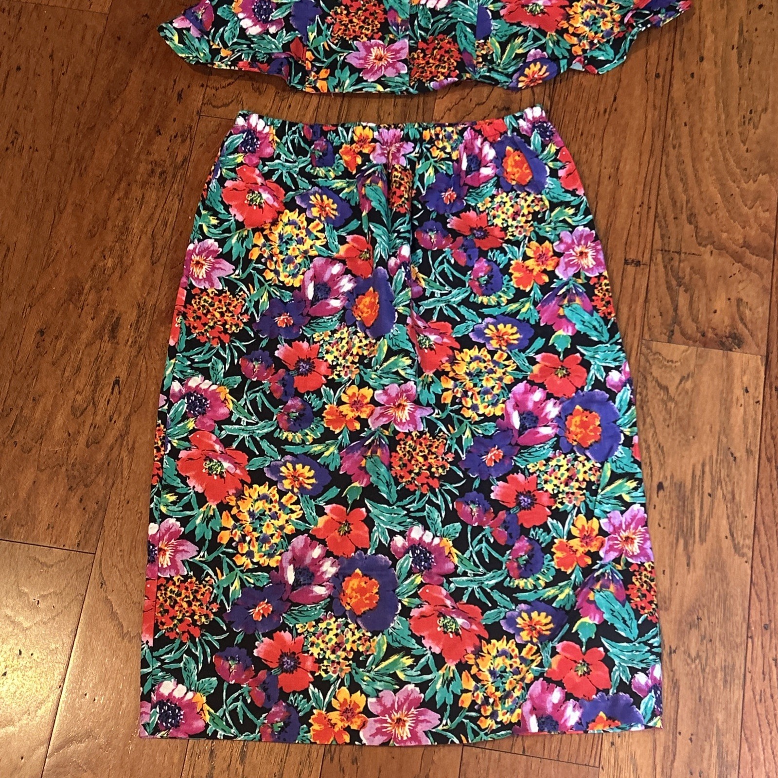 Just In Thyme LTD Vintage 90s Floral Two Piece Set Blouse Skirt Women’s Size