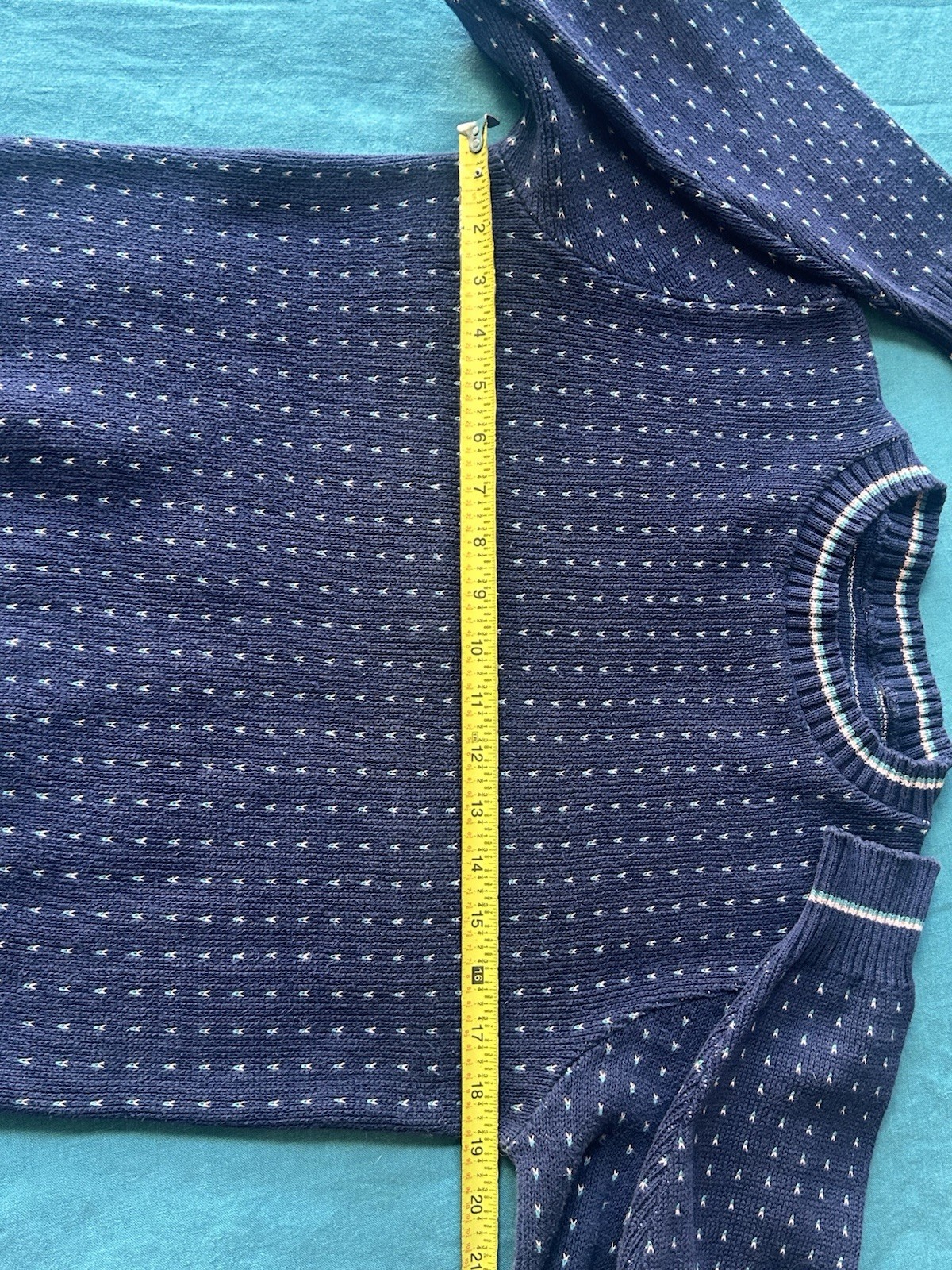 Vintage 80s Preppy Striped Sweater, Cotton In Navy Blue Pink Green, Small-Medium