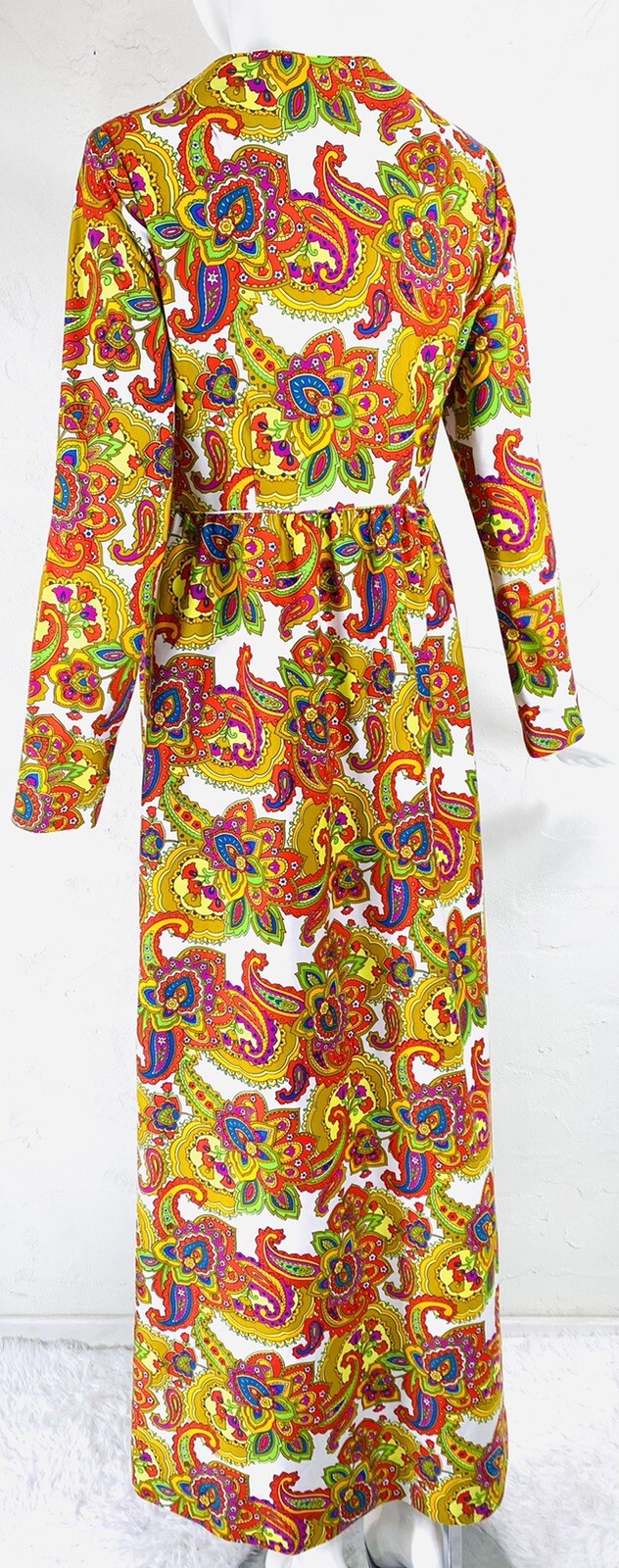 Vintage CONCEPT 70’s SWIRL Mod Psychedelic Floral Paisley Hippie Maxi Dress, S
