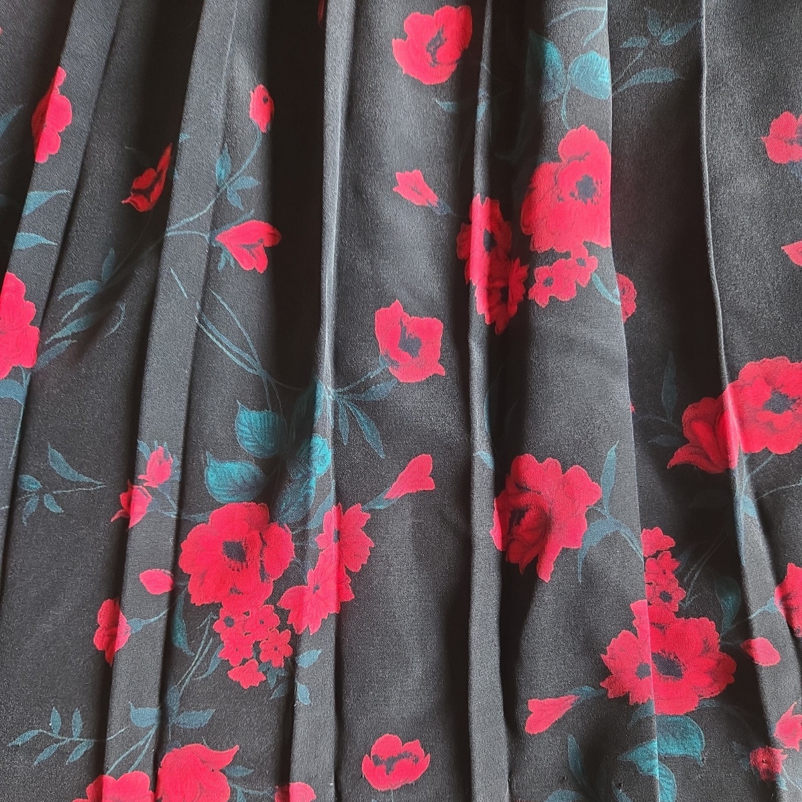 Vtg Leslie Fay Skirt Floral 18wp Pleated Elastic Waist