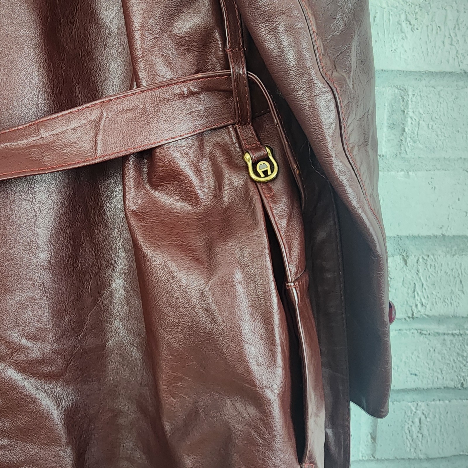 Rare 70/80s Vintage Etienne Aigner Leather Jacket Oxblood Classic Brass Hardware