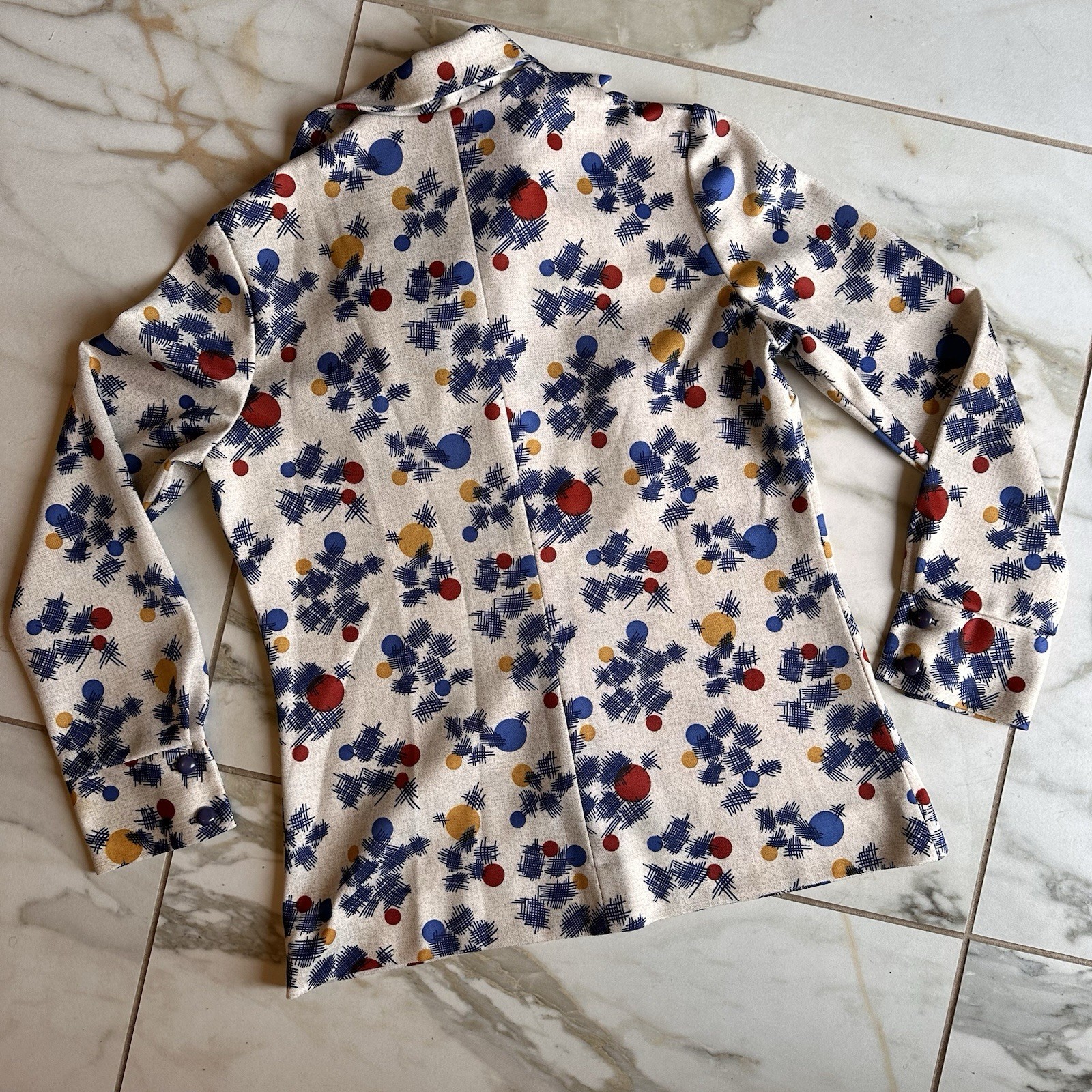 Vintage 60’s Colorful Floral Print Women’s Collared Blazer and A-Line Skirt Set