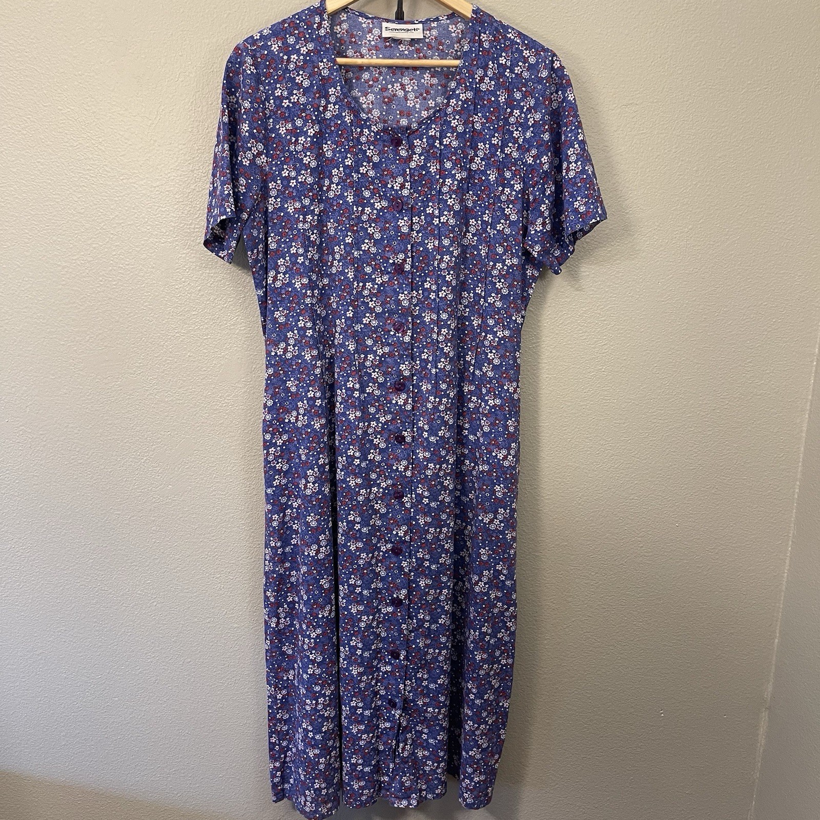 VTG Serengeti Prairie Dress Ditzy Floral Back Tie Americana Cottagecore Sz L ?