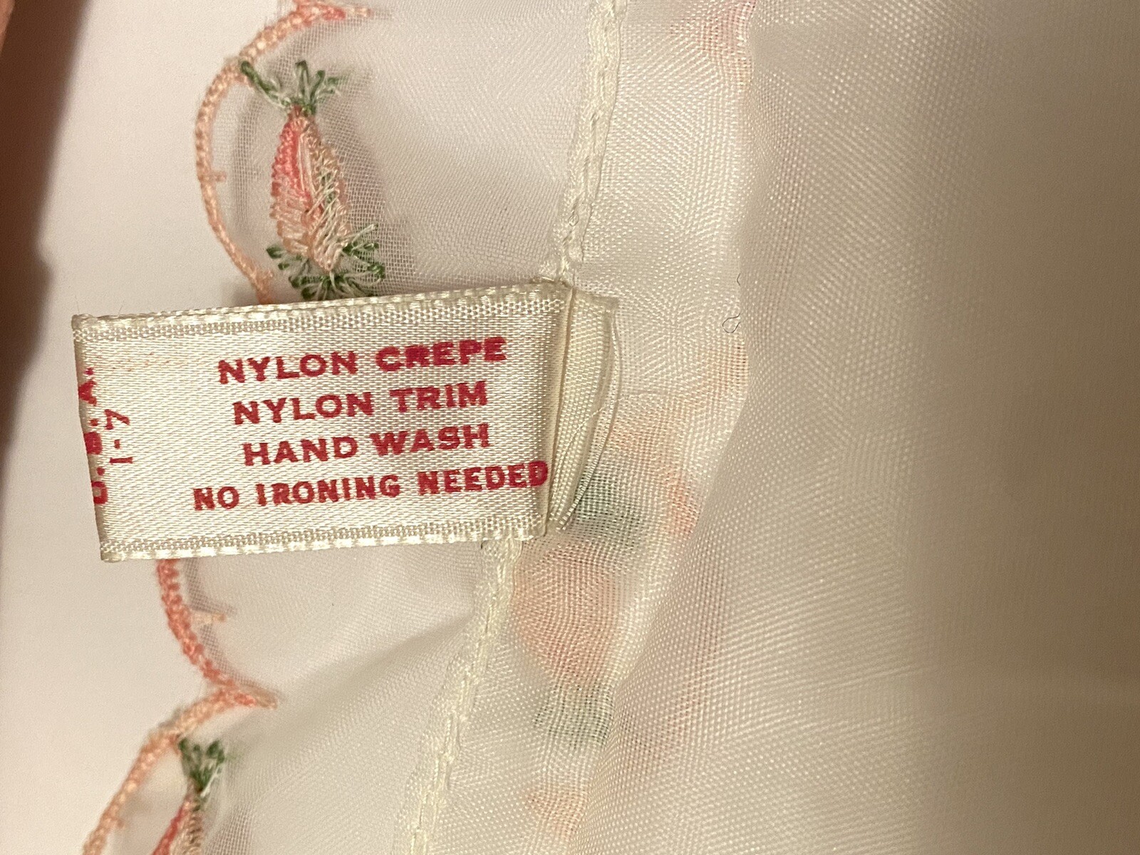 Vintage Kleinert’s White Crepe Bed Cape Pink Floral Embroidery Scalloped Edges