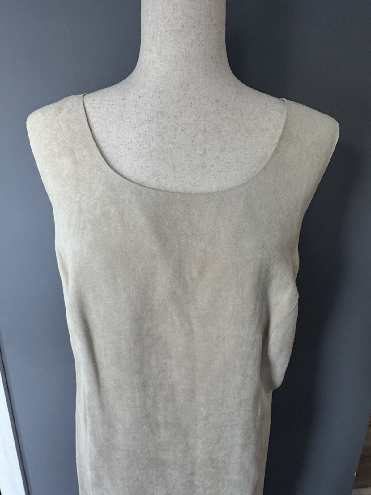 Vintage Just In Thyme LTD Beige Sleeveless Sheath Dress Jacket Faux Suede Sz 18W