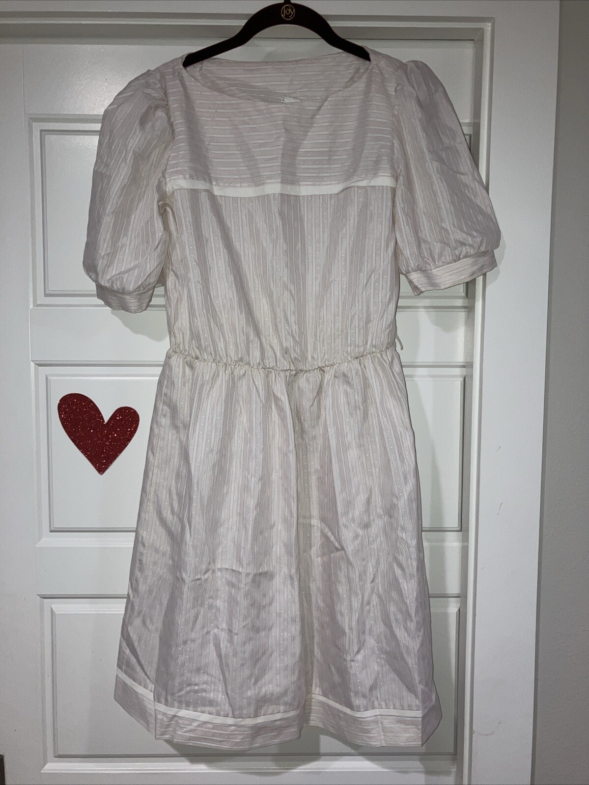 VINTAGE Pink White Striped Pinafore Type Boatneck Dress SZ 5 Elastic Waist