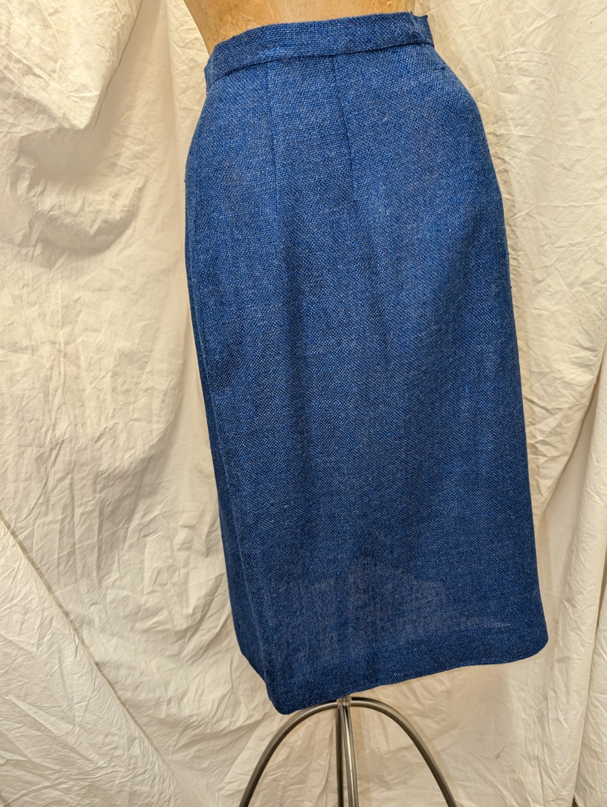Vintage 1960’s Blue Rayon Knit Skirt Suit by Lampl Size Small 18 NWT
