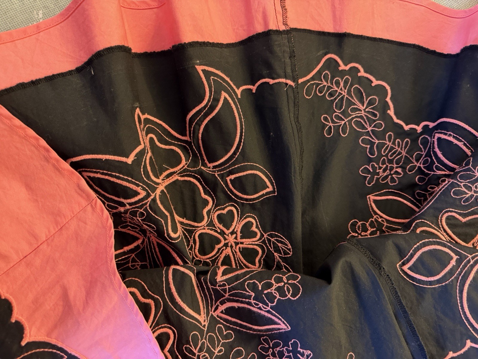 Vintage Chelsea Studio Exclusive Of Decorations Black/Coral Cotton Skirt, Sz 16W