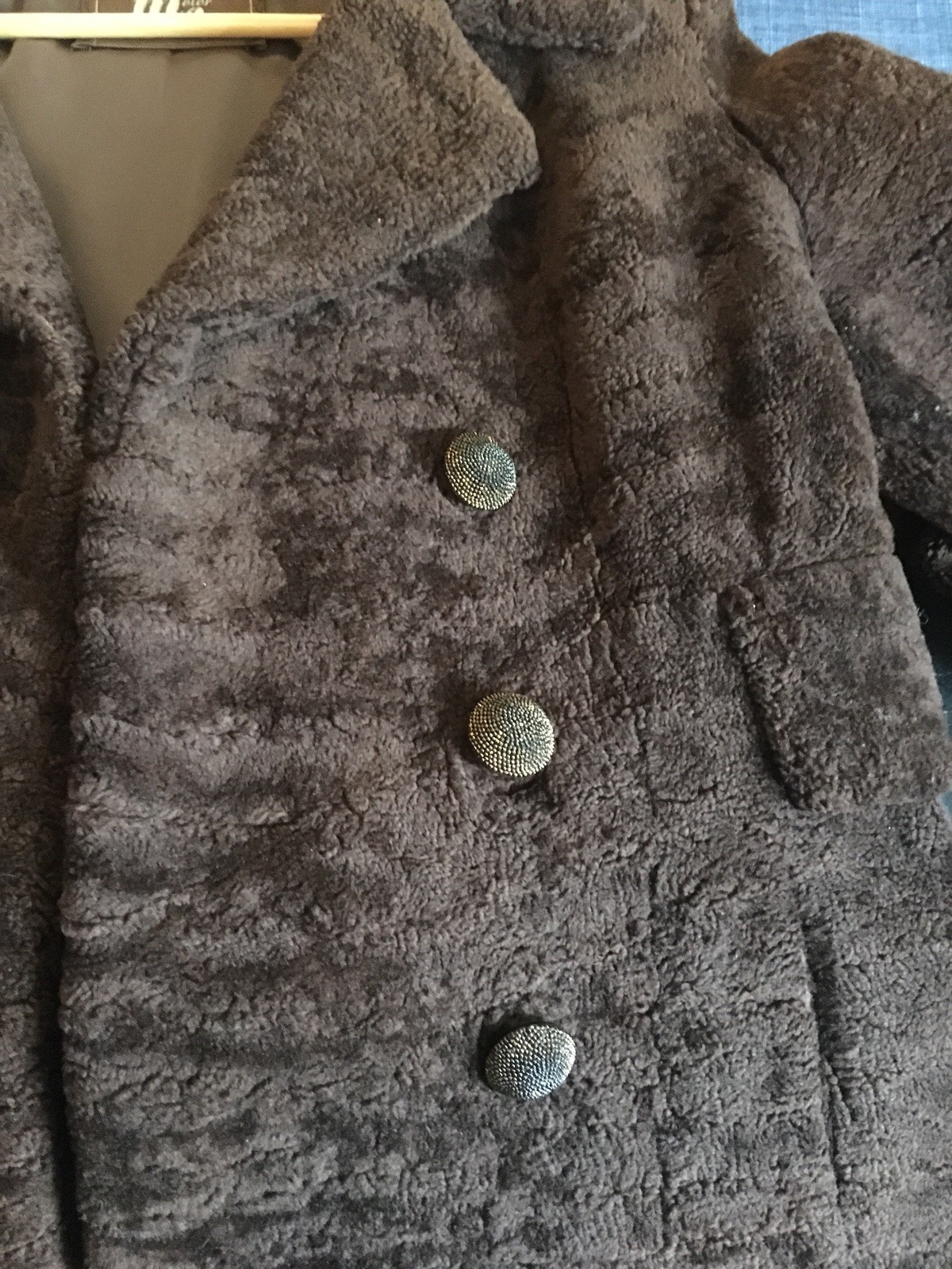 Vintage Meier and Frank 50s 60s Fur Salon Sheepskin Teddy Bear Coat Small 