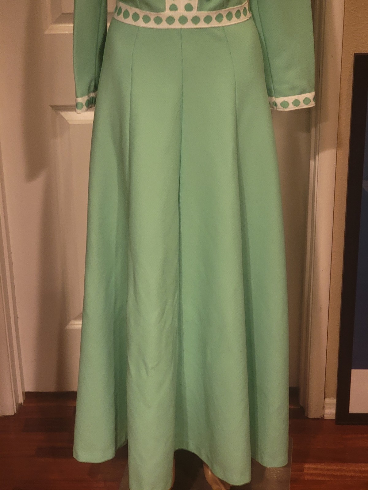 VTG 70s Shady Lane Jonathan Logan Green Mod Knit Maxi Dress