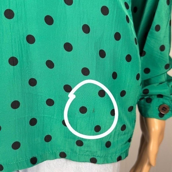 CHAUS emerald green polka dot vintage blouse