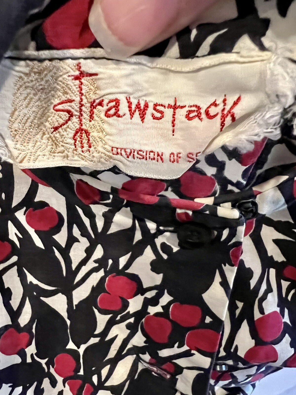 RARE MOD VTG 50S STRAWSTACK RED WHITE & BLACK ROCKABILLY PLEATED DRESS