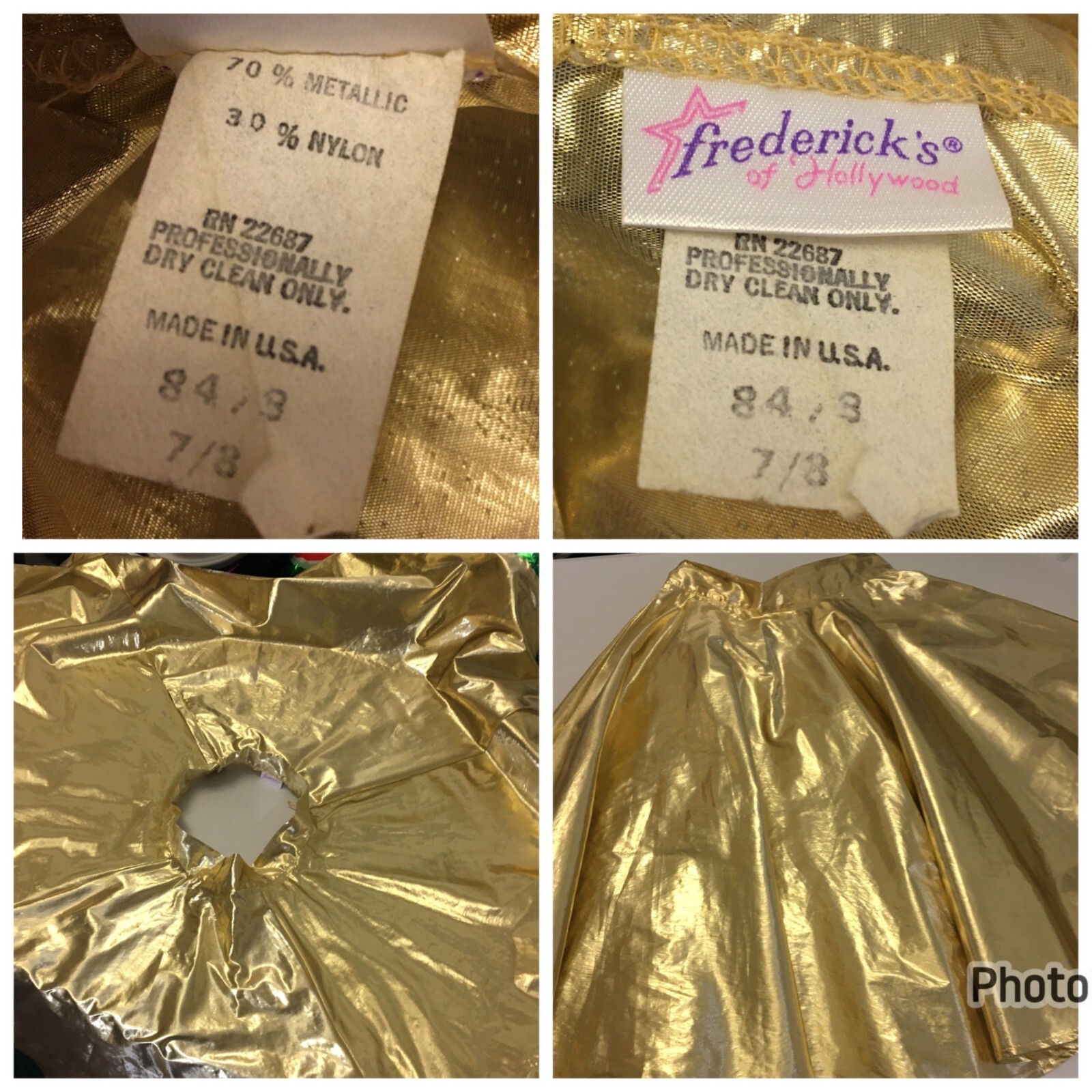 Vintage 70s 80s 90s Frederick’s of Hollywood Gold Lame Circle Skirt Disco (BT)