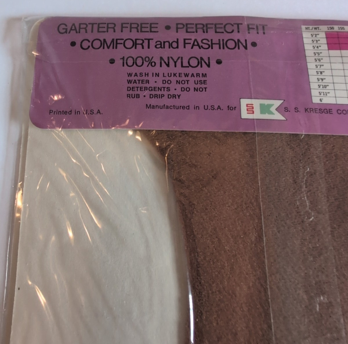 Vtg NOS 70s Sheer Seamless Stretch Pantyhose Suntone TALL Queen Size DH4/126 NIP