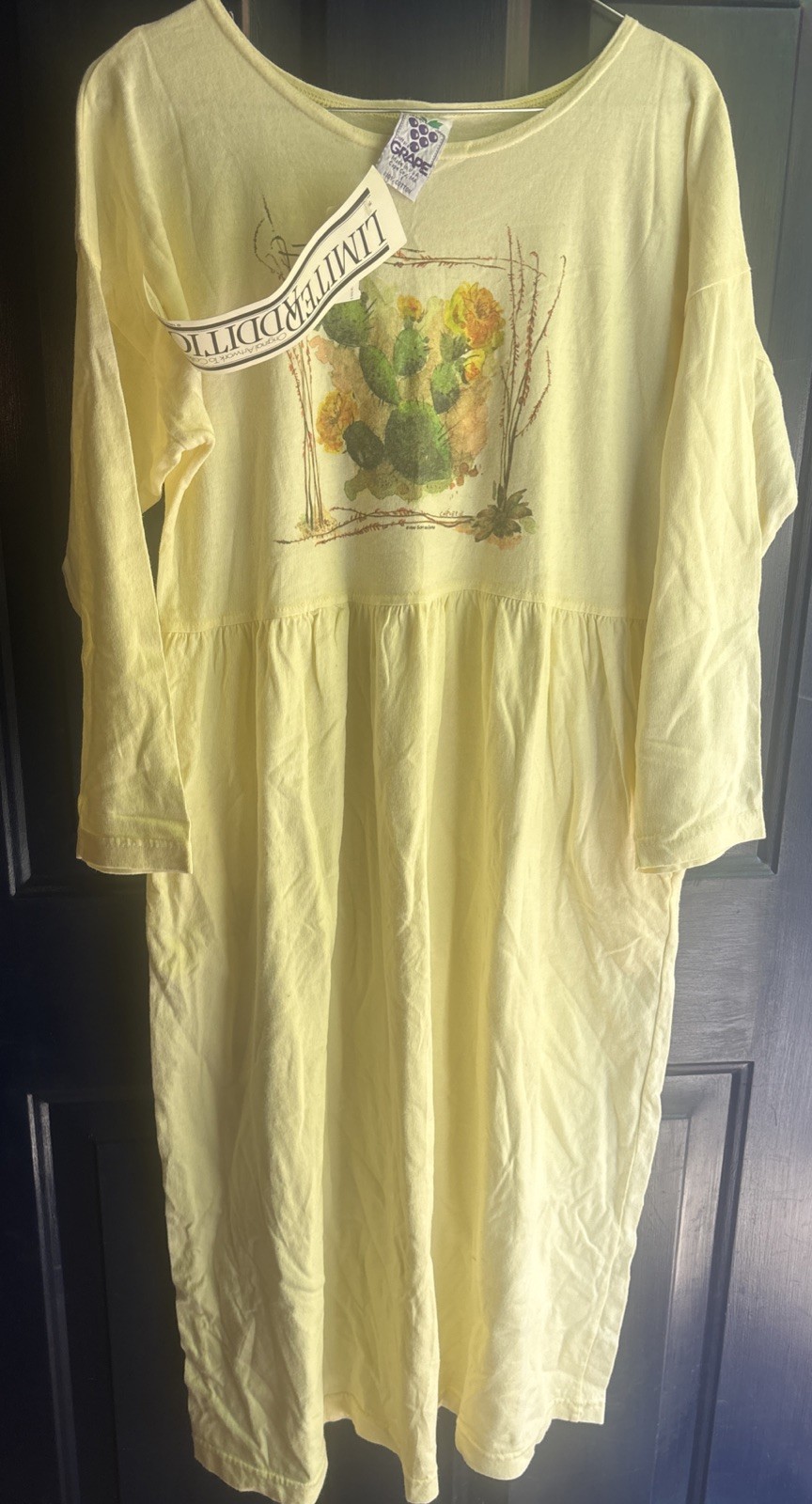 Vtg 1993 Soft as a Grape Watercolor Floral Art Dress New NOS Sz 1 Cactus Blossom