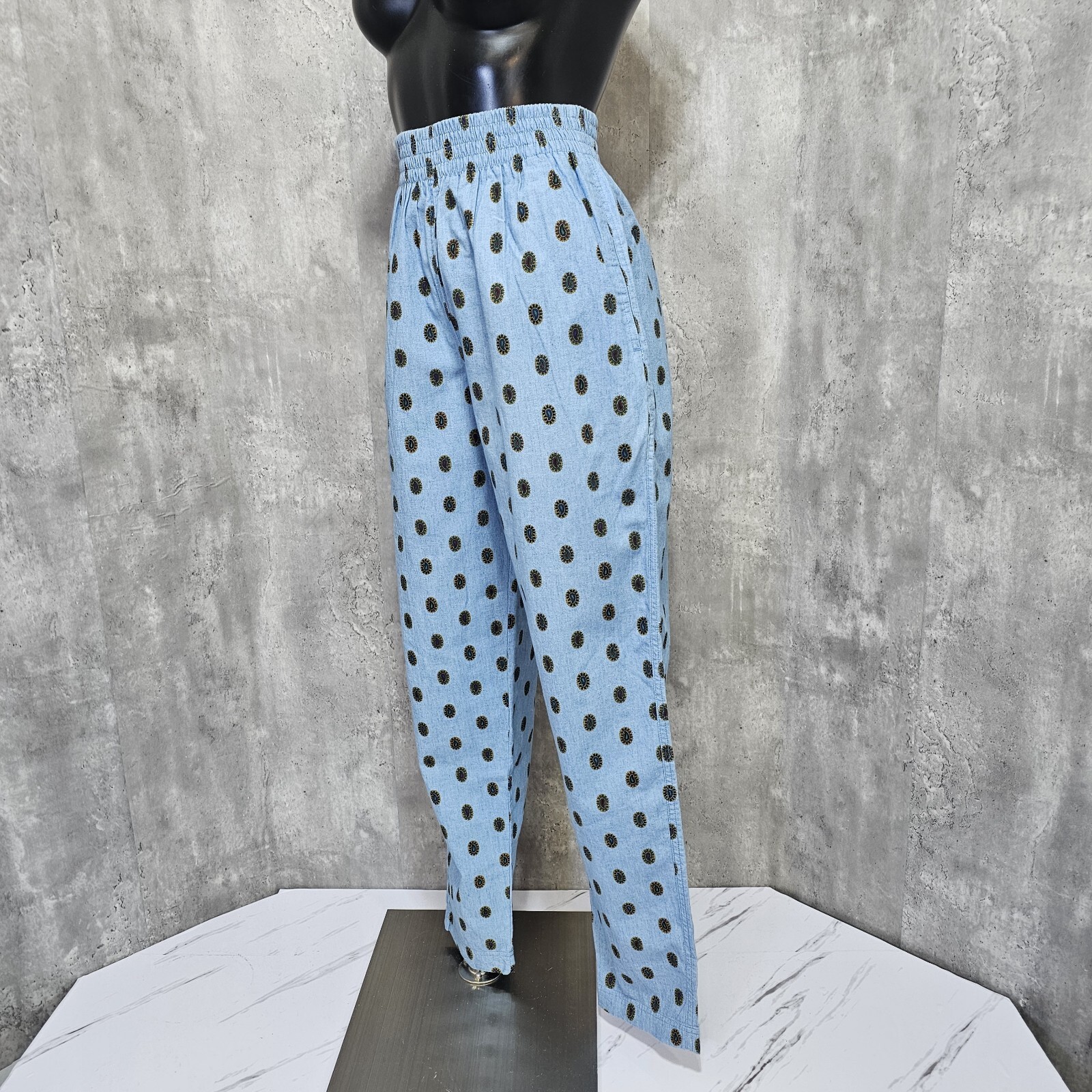Vintage 90s Chaus Sport Womens S Chambray High Waisted Slim Tapered Geo Pattern